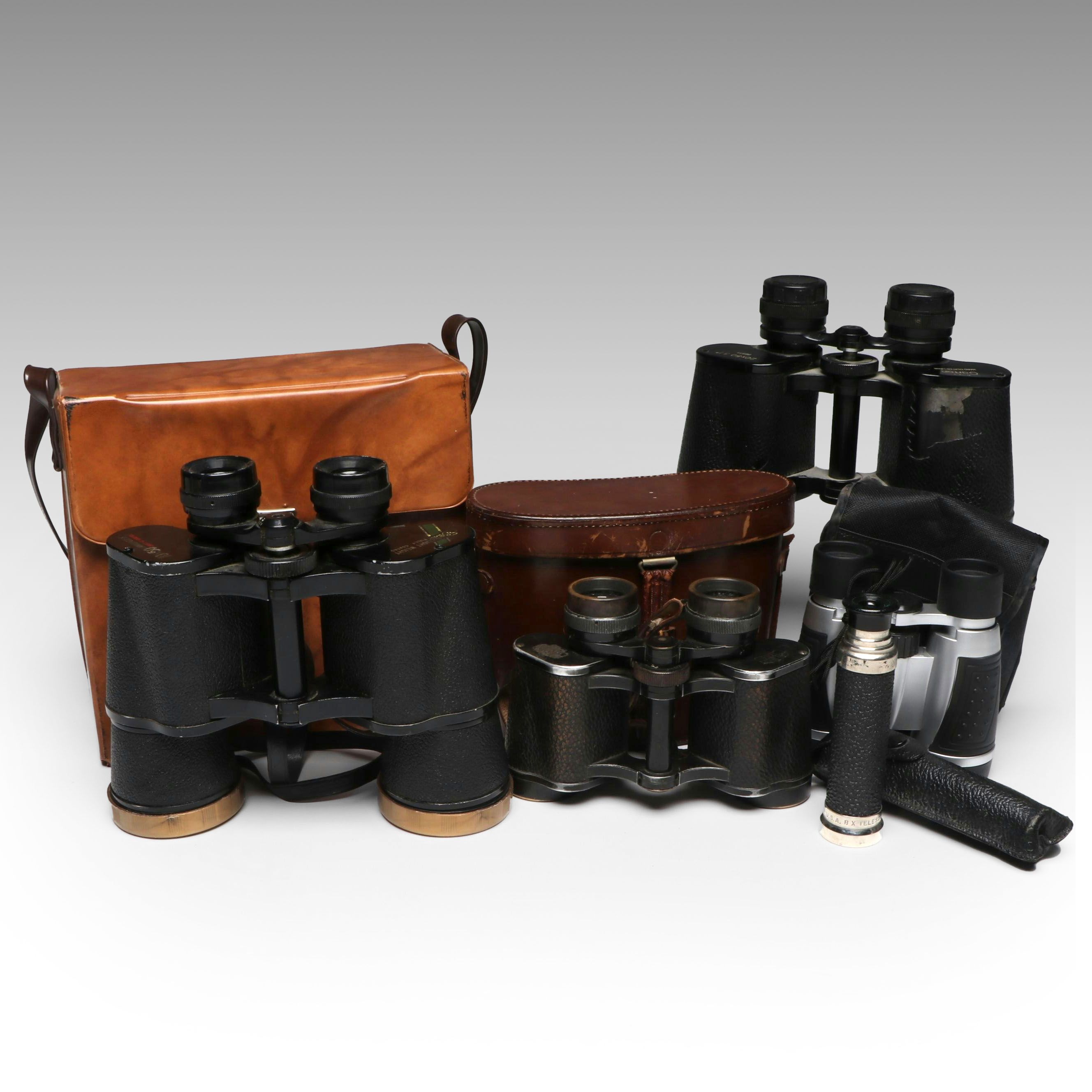 Carl Zeiss, Selsi, and More Binoculars and Telescope with Cases
