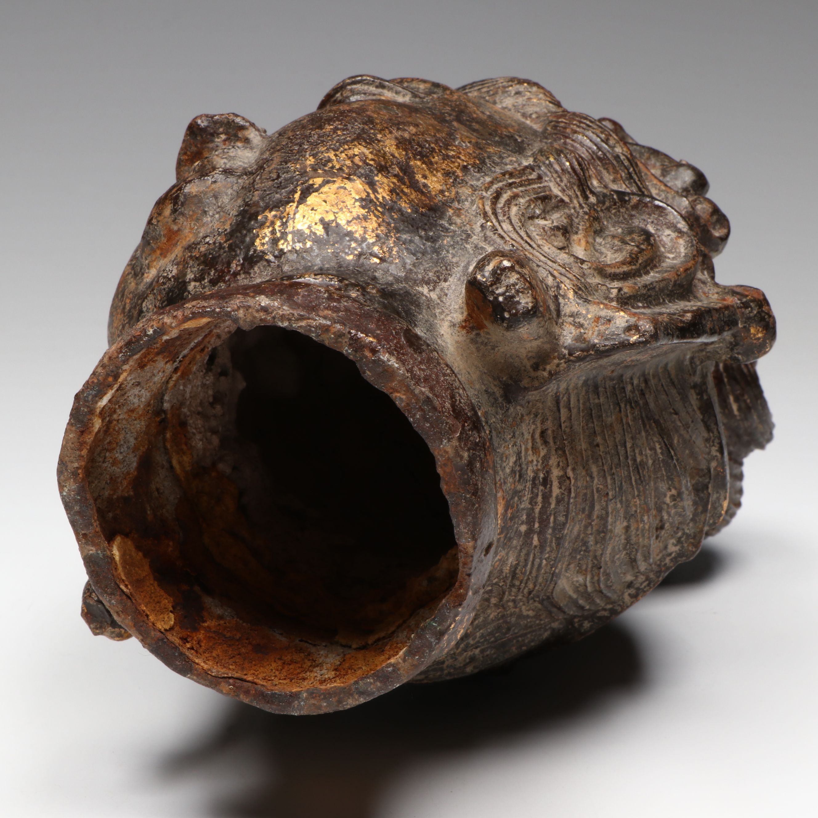 Chinese Gilt Metal and Bronze Guanyin Bust, Antique