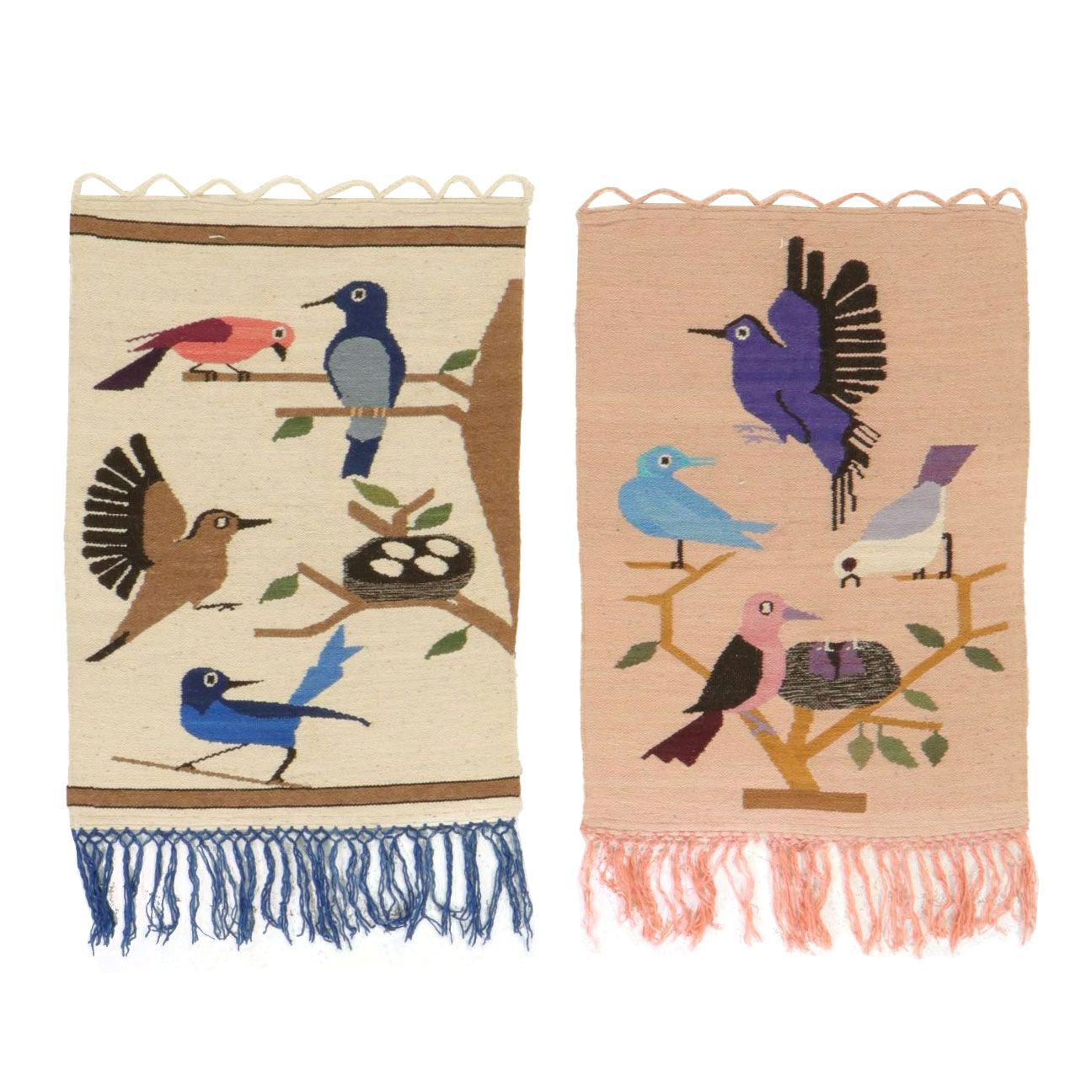 Pair of Handwoven Ecuadorian Tree of Live Wall Panels