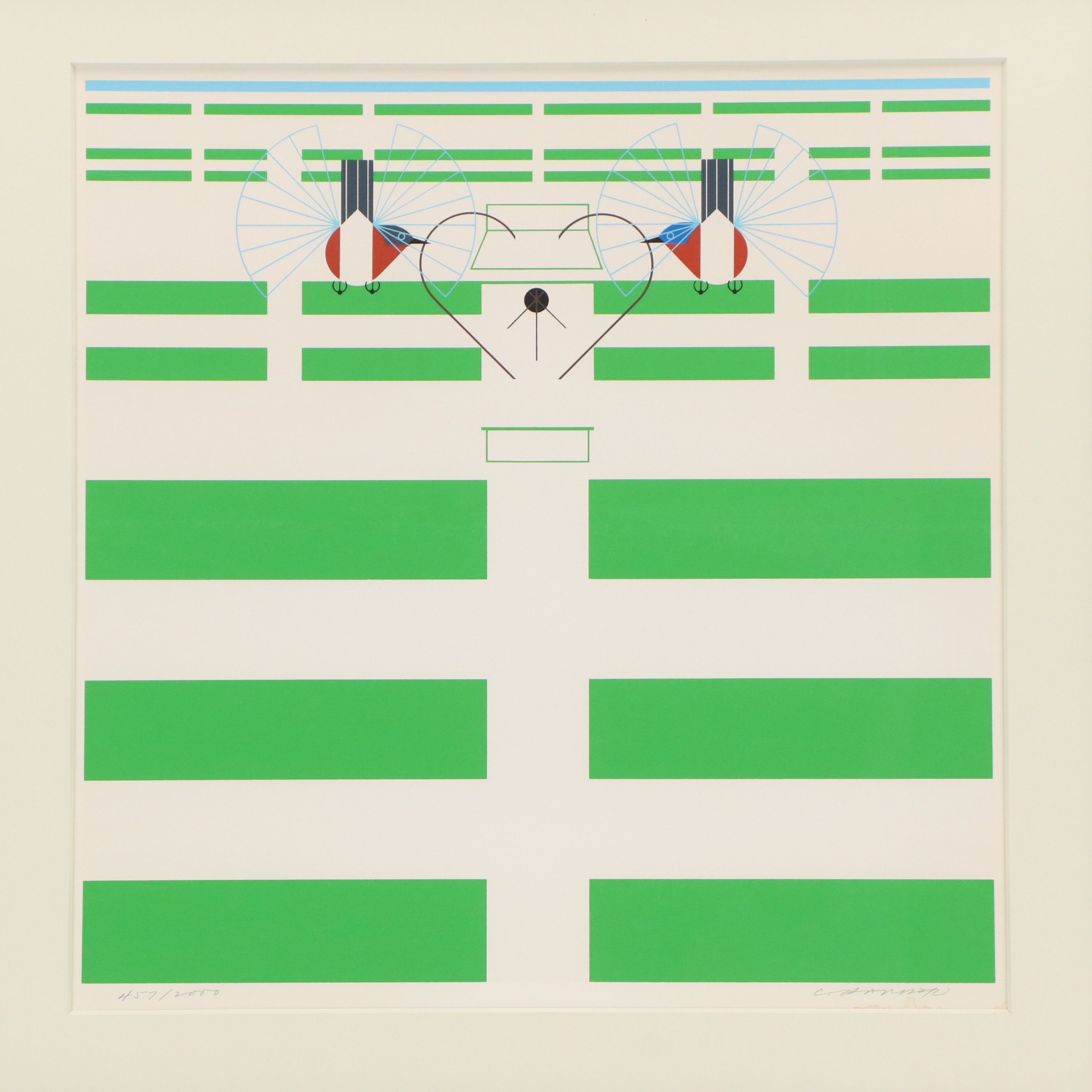 Charley Harper Serigraph "Bluebirds in the Bluegrass"