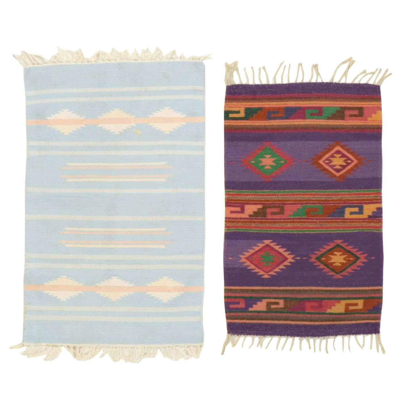 Two Handwoven Southwestern Style Accent Rugs