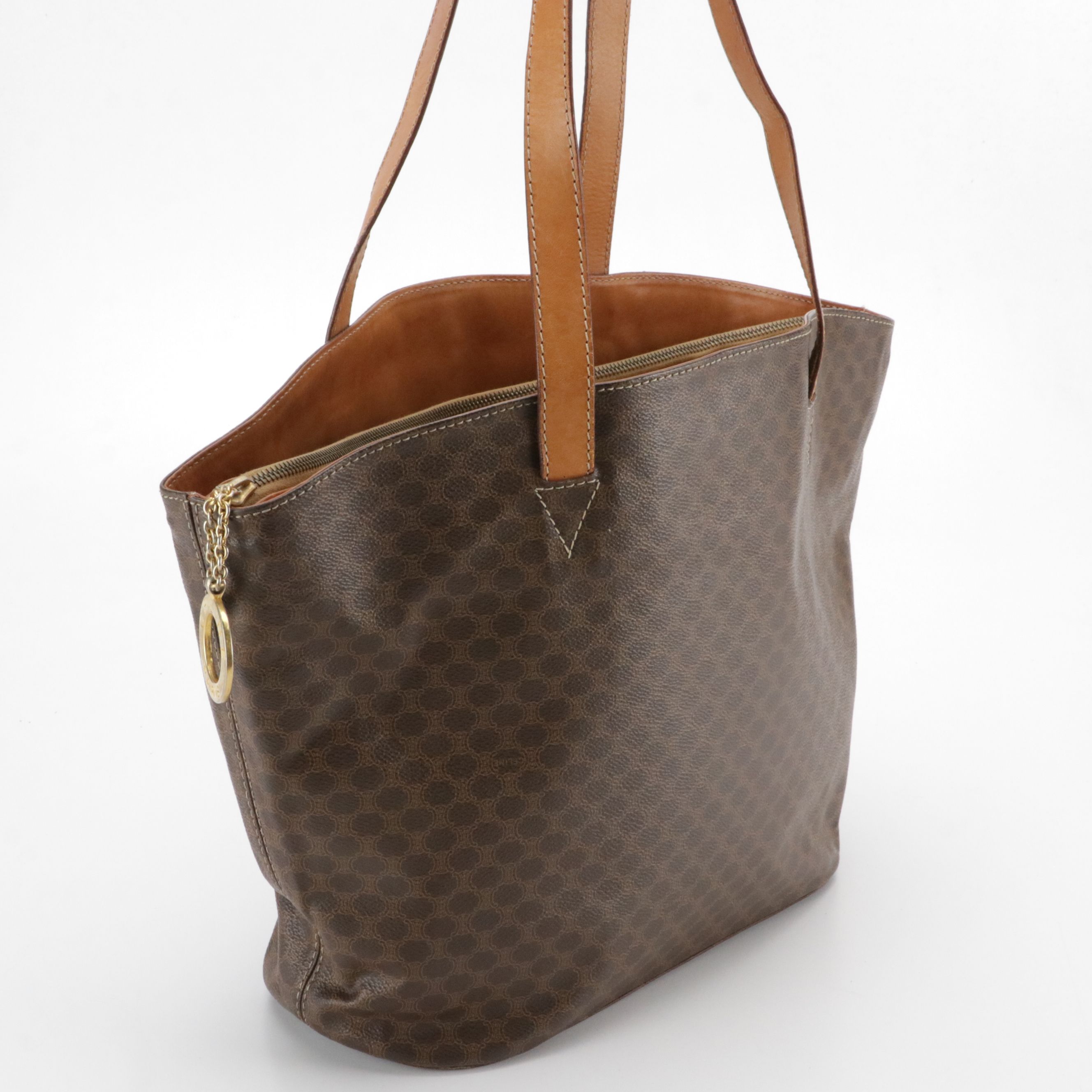 Celine Large Tote in Dark Brown Macadam Canvas and Leather