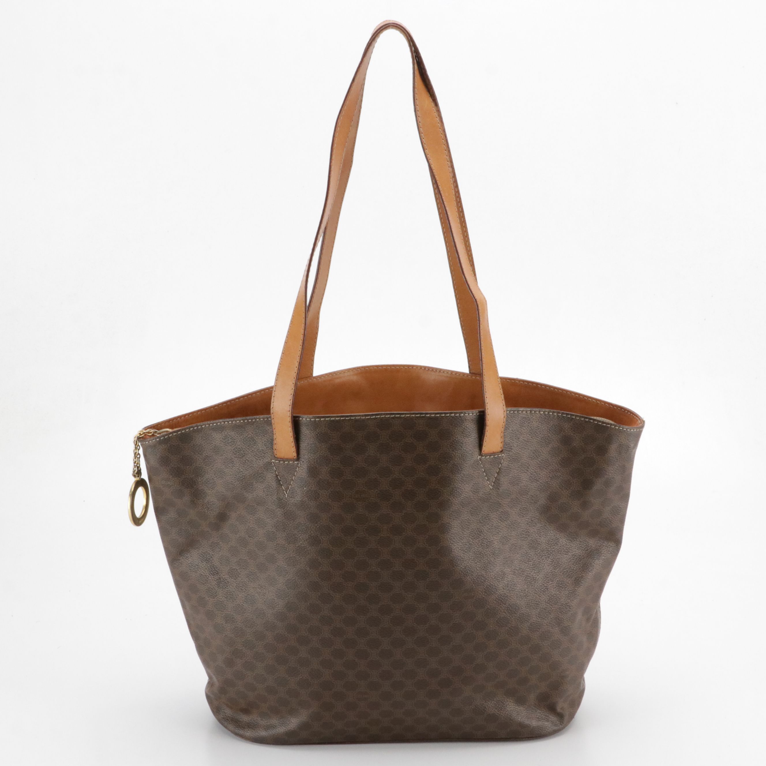 Celine Large Tote in Dark Brown Macadam Canvas and Leather