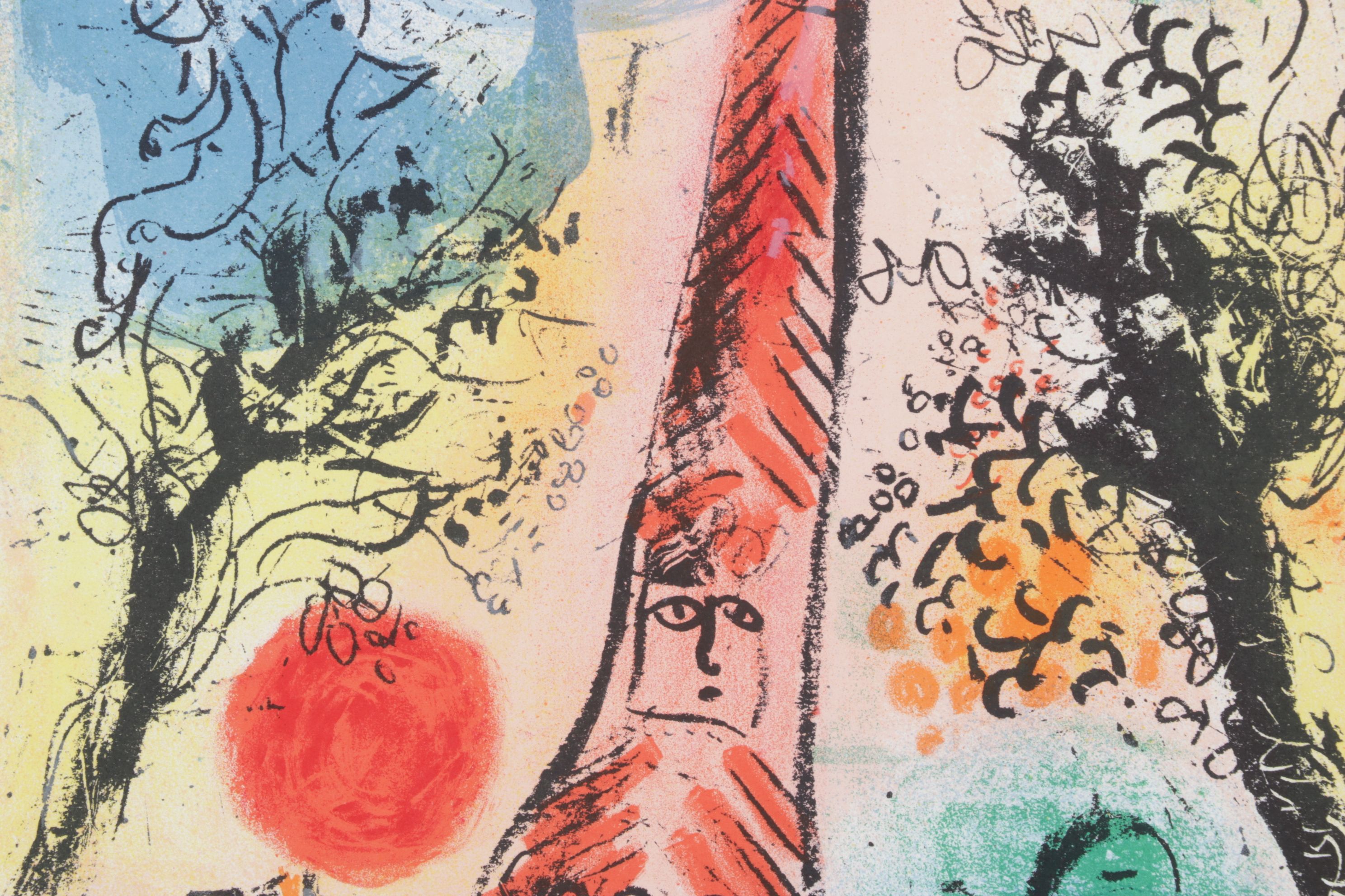 Marc Chagall Color Lithograph "Vision de Paris," 1960