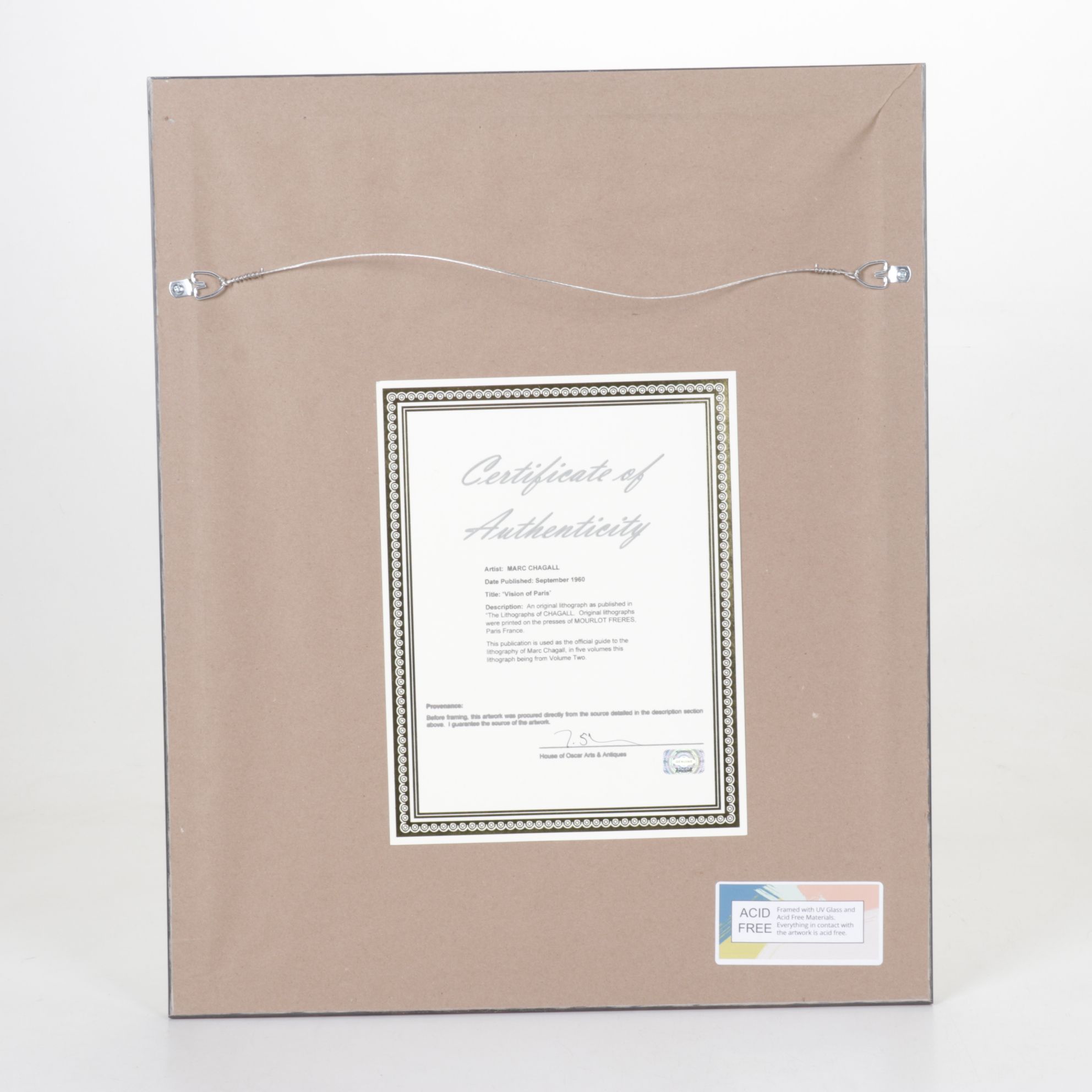 Marc Chagall Color Lithograph "Vision de Paris," 1960