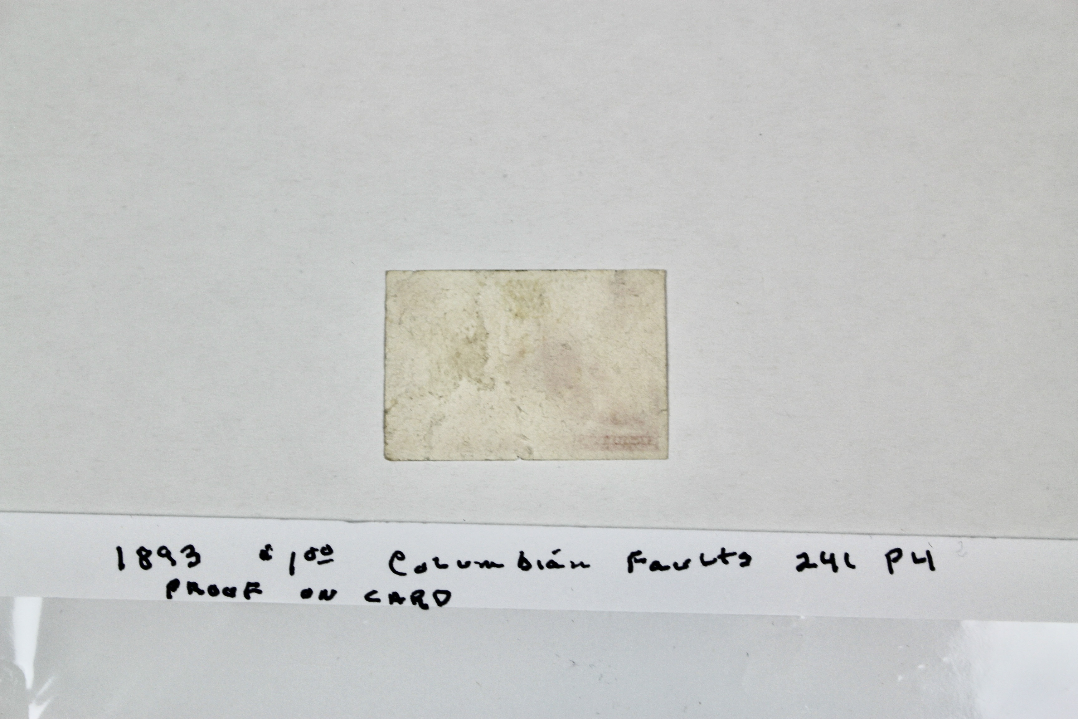 1893 Columbian Exposition $1 Proof Postage Stamp on Card, Scott 241 P4