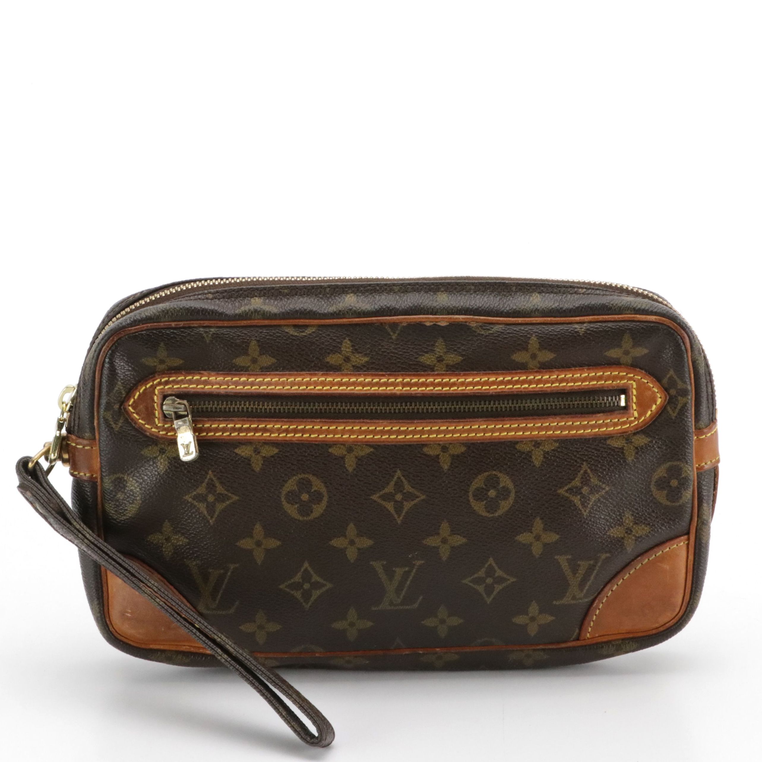 Louis Vuitton Marly Dragonne GM Wristlet in Monogram Canvas and Vachetta Leather