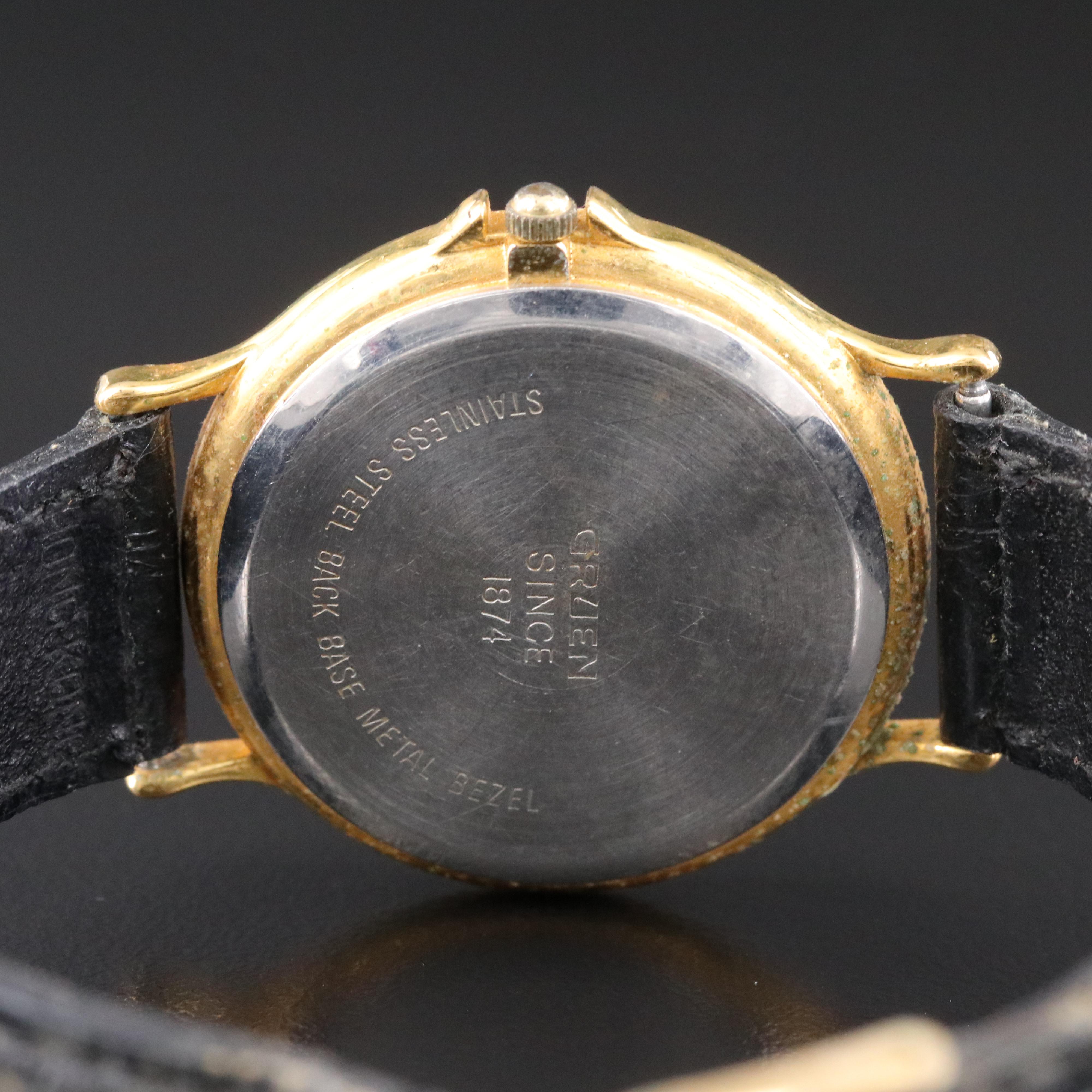 Gruen Precision Line Moon Phase Gold-Tone Quartz Watch