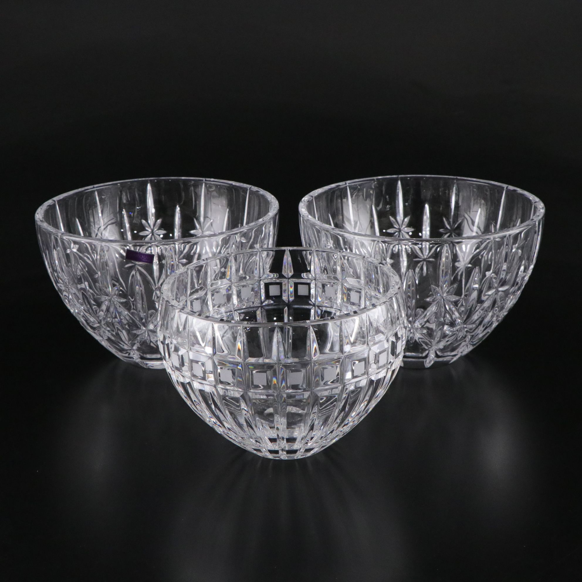 Marquis by Waterford Crystal "Sparkle" and "Quadrata" Centerpiece Bowls