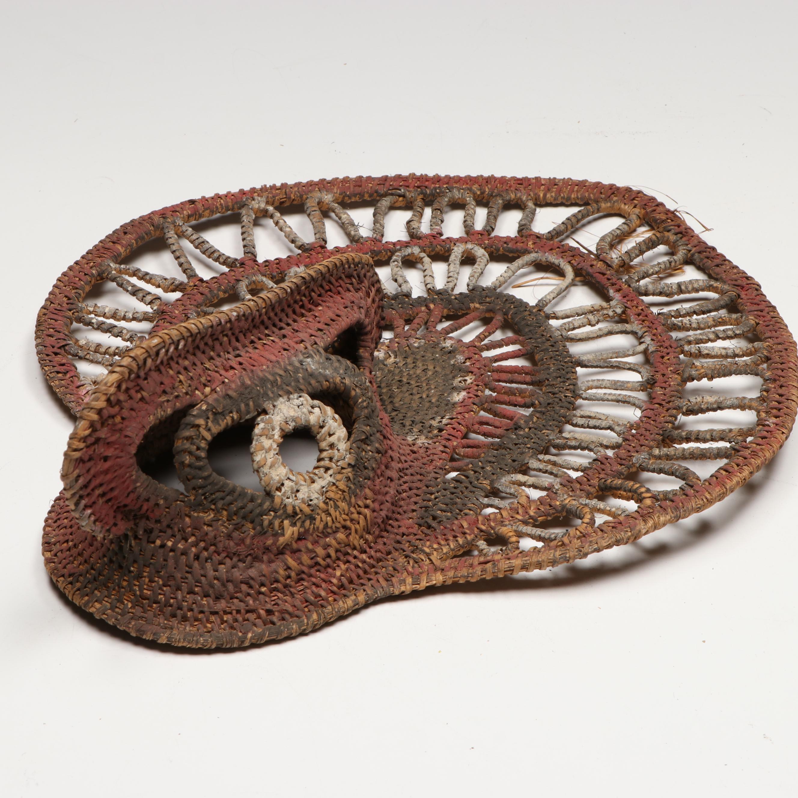 Papua New Guinea Painted Plant Fiber Basketry Yam Masks