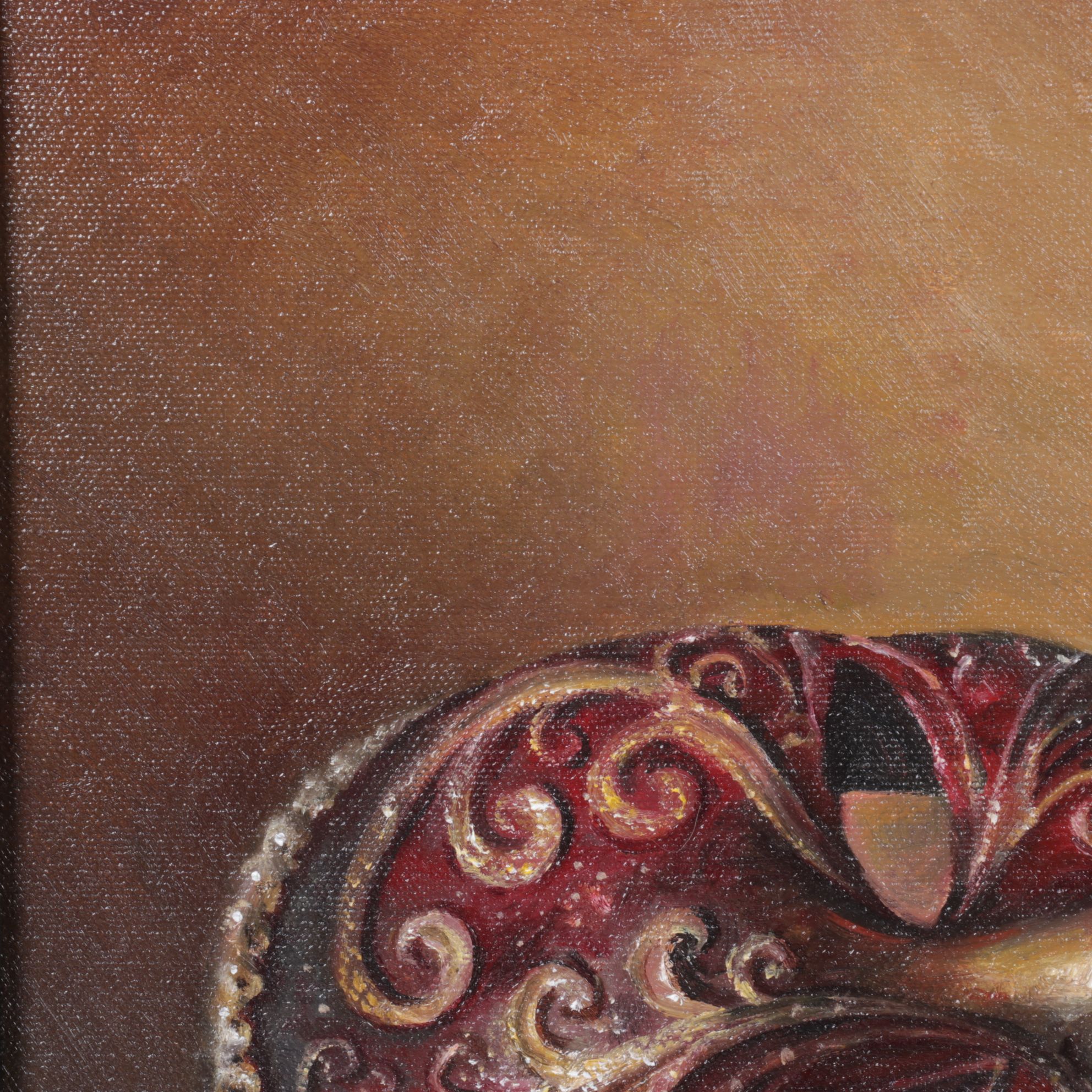 Bruno Surdo Oil Painting of Baroque-Style Masquerade Mask, 2015