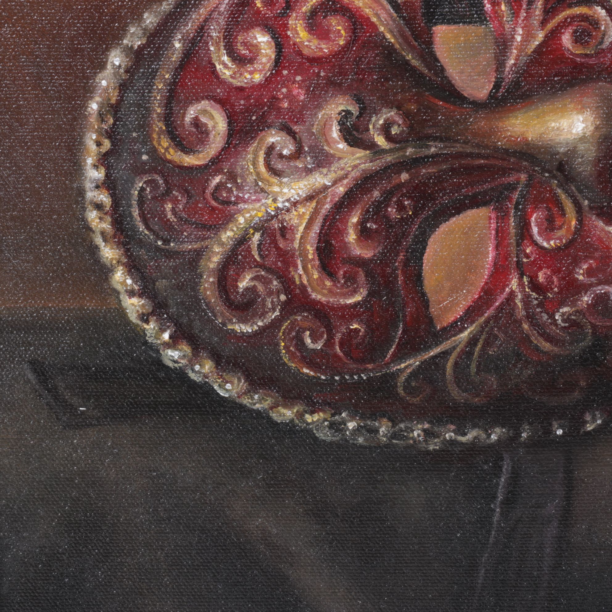 Bruno Surdo Oil Painting of Baroque-Style Masquerade Mask, 2015