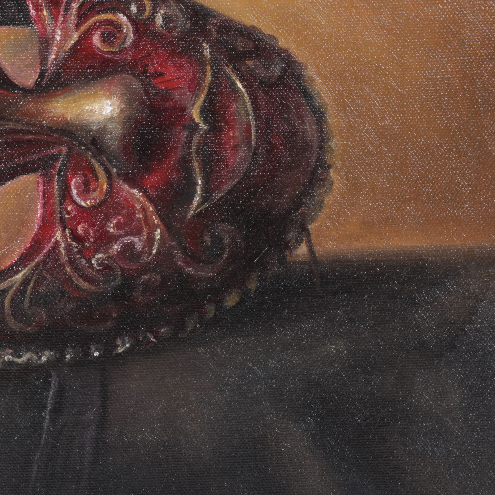 Bruno Surdo Oil Painting of Baroque-Style Masquerade Mask, 2015