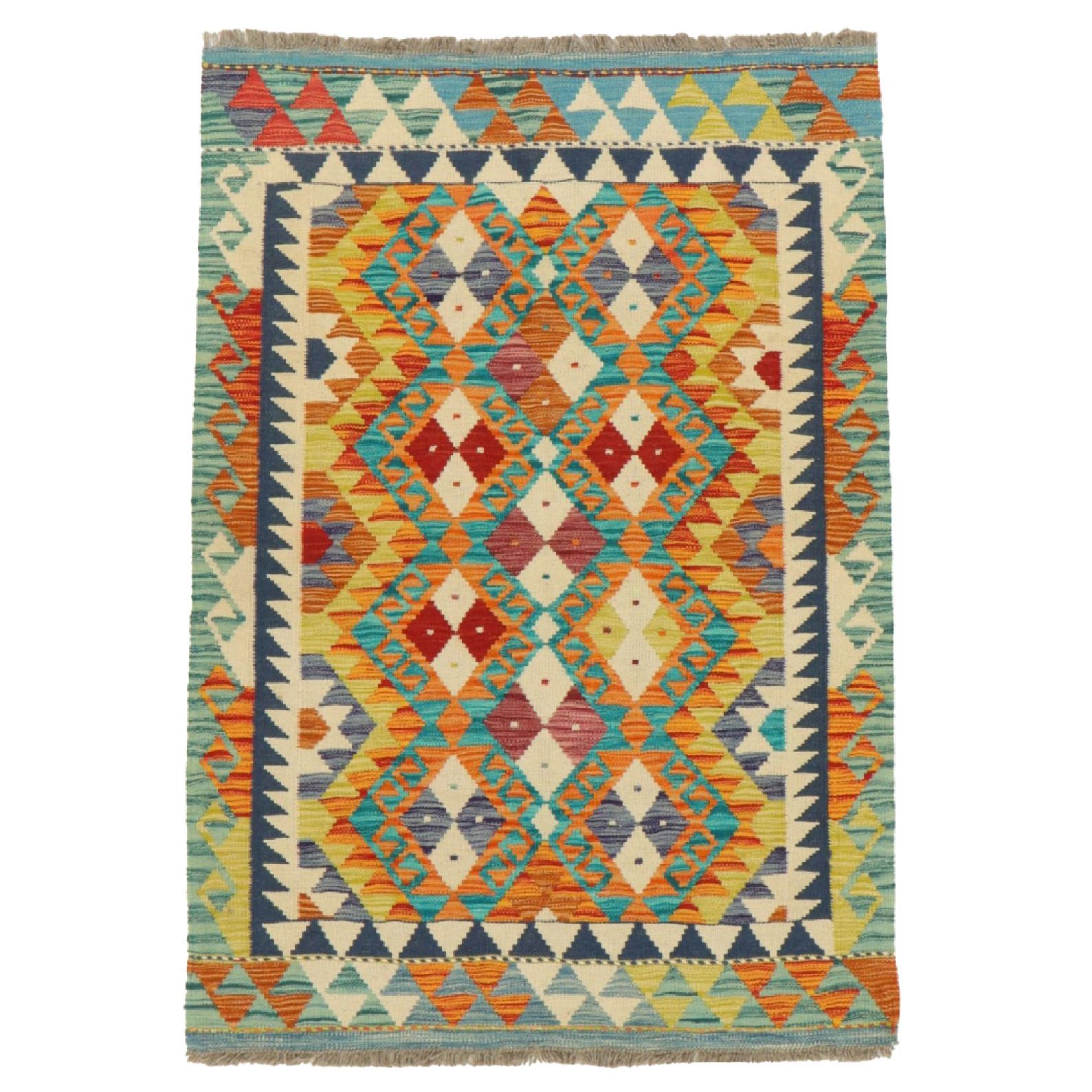 3'5 x 5'1 Handwoven Pakistani Kilim Area Rug