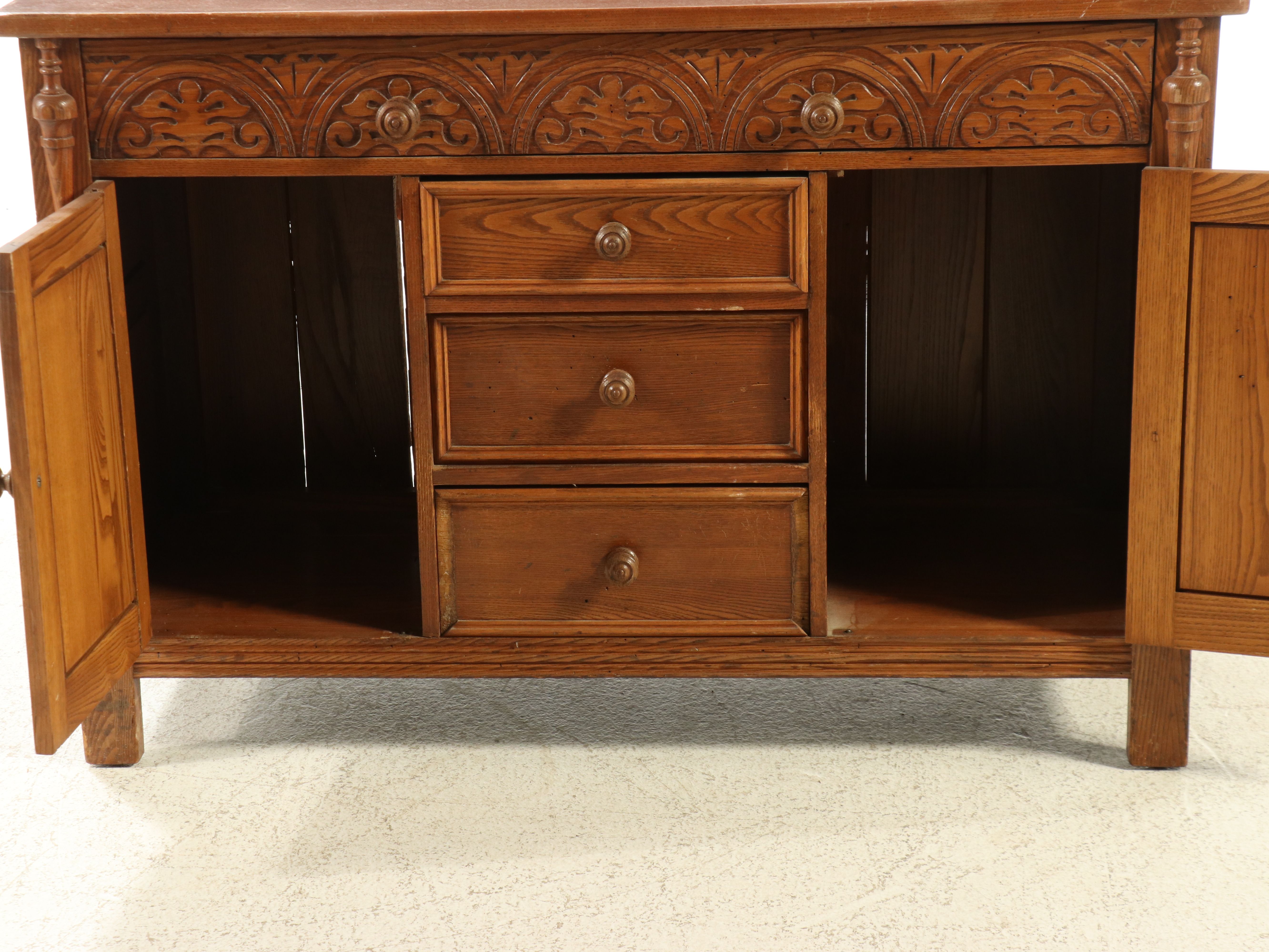 Jacobean Style Carved Oak Sideboard, 20th Century