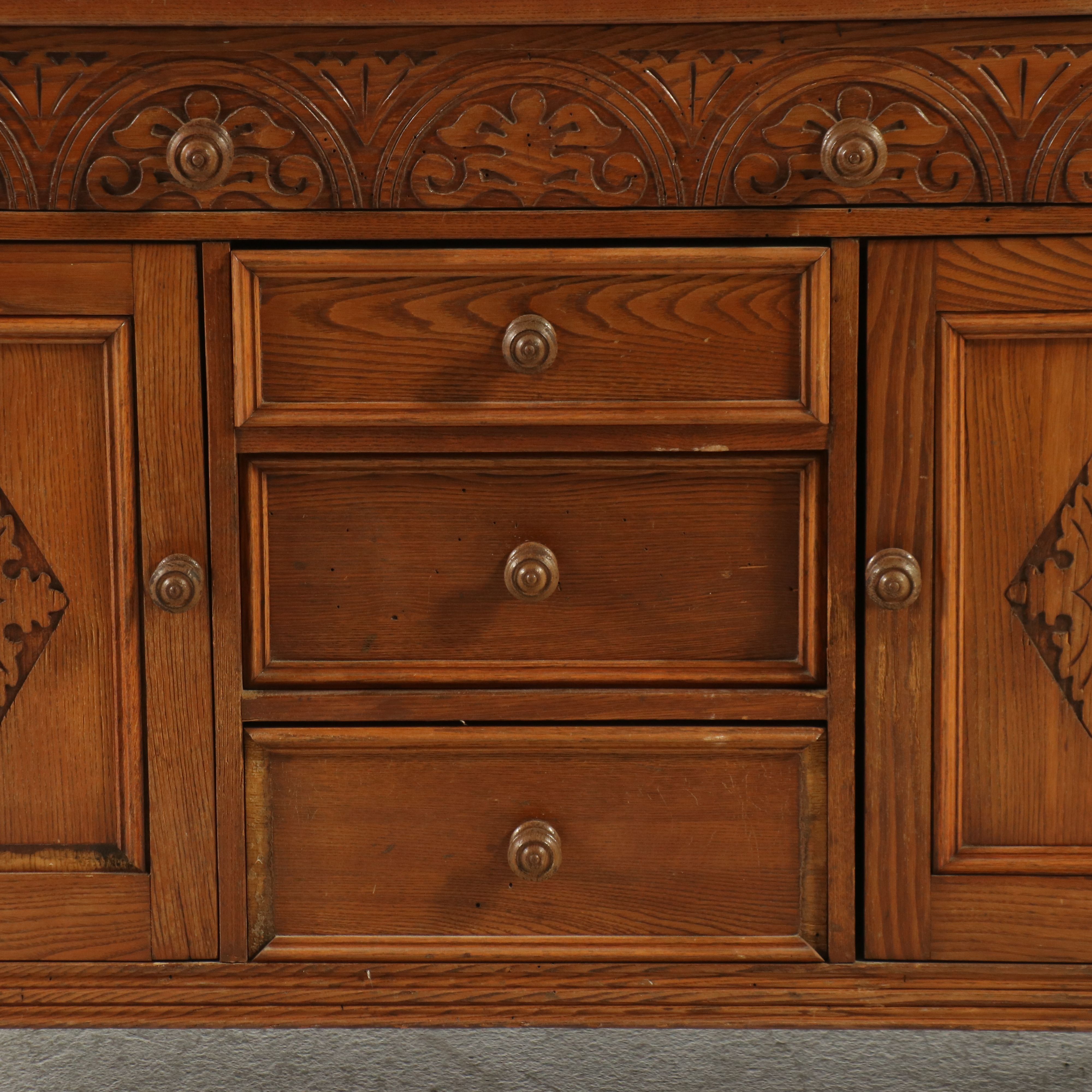 Jacobean Style Carved Oak Sideboard, 20th Century