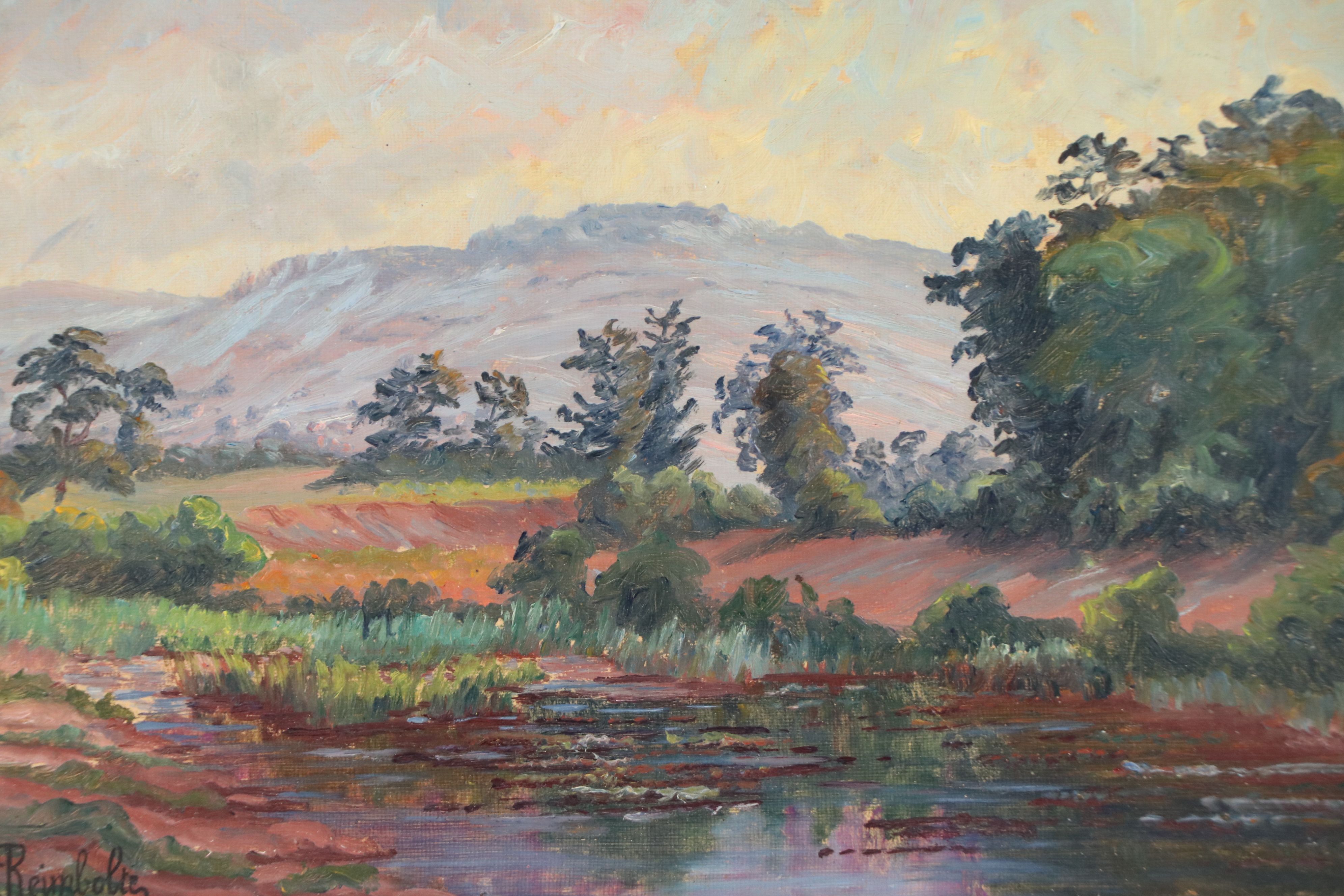 Jeanne Reimbolte Landscape Oil Painting of Stream, Late 19th to Early 20th C.