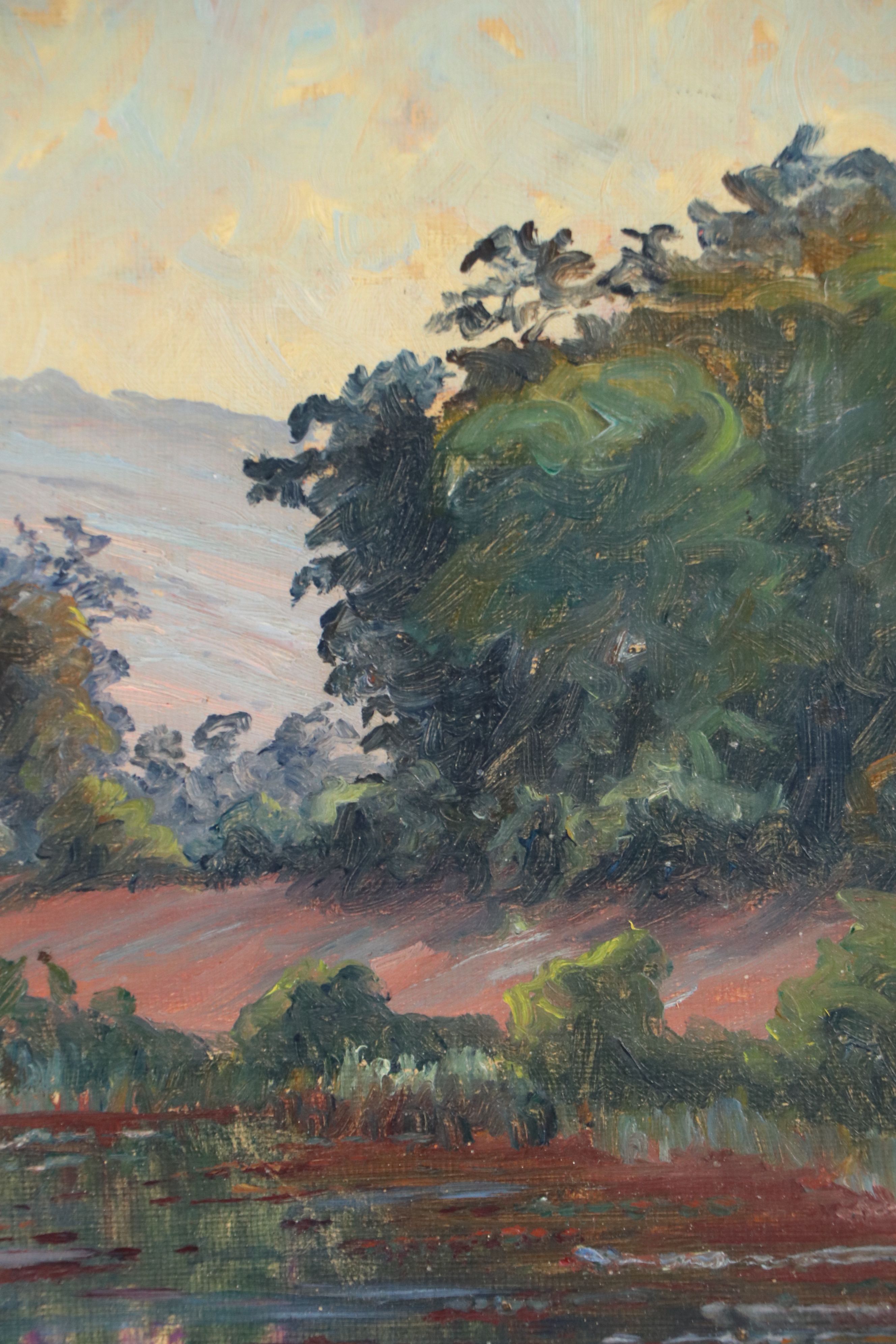 Jeanne Reimbolte Landscape Oil Painting of Stream, Late 19th to Early 20th C.