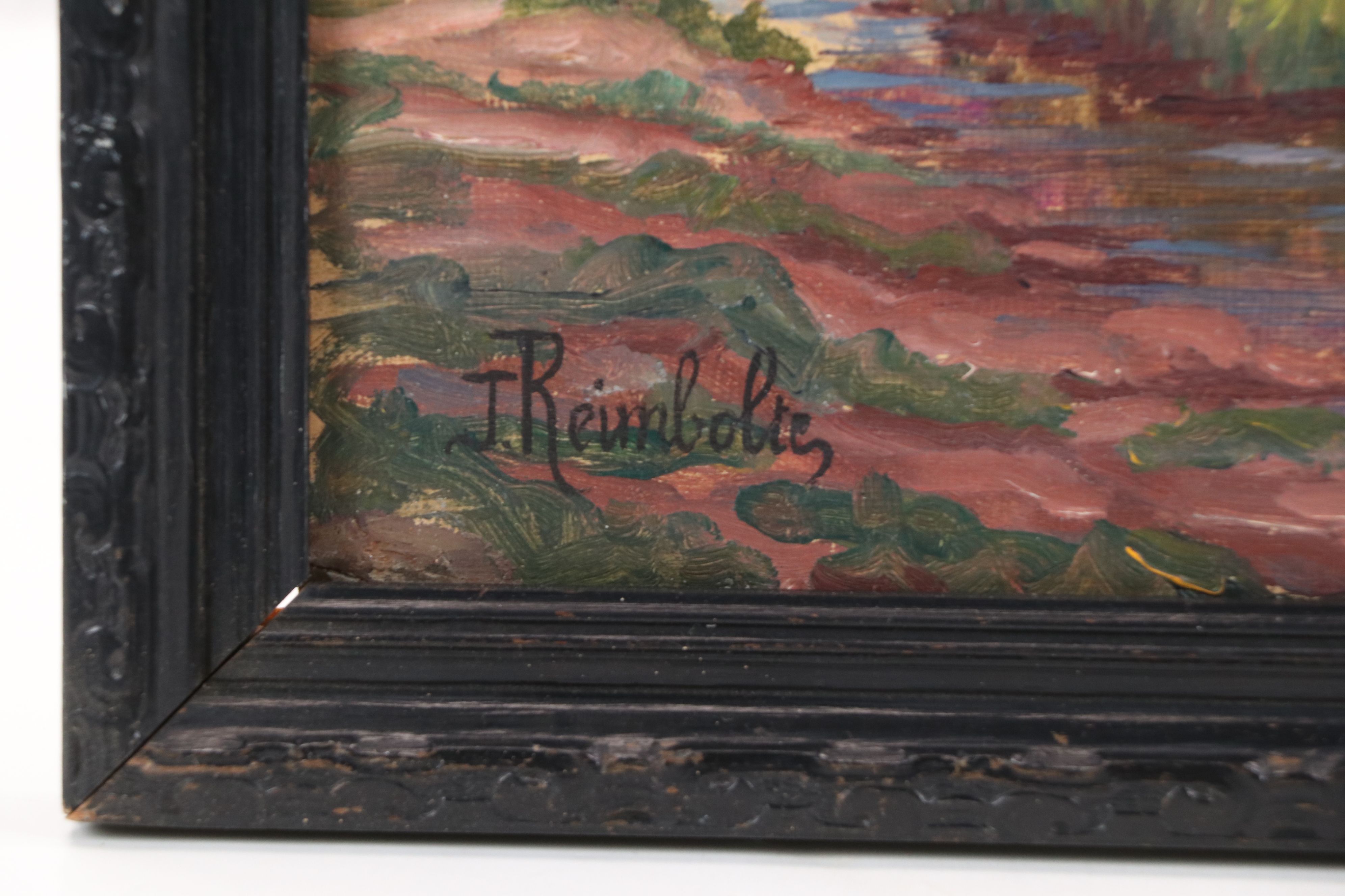 Jeanne Reimbolte Landscape Oil Painting of Stream, Late 19th to Early 20th C.