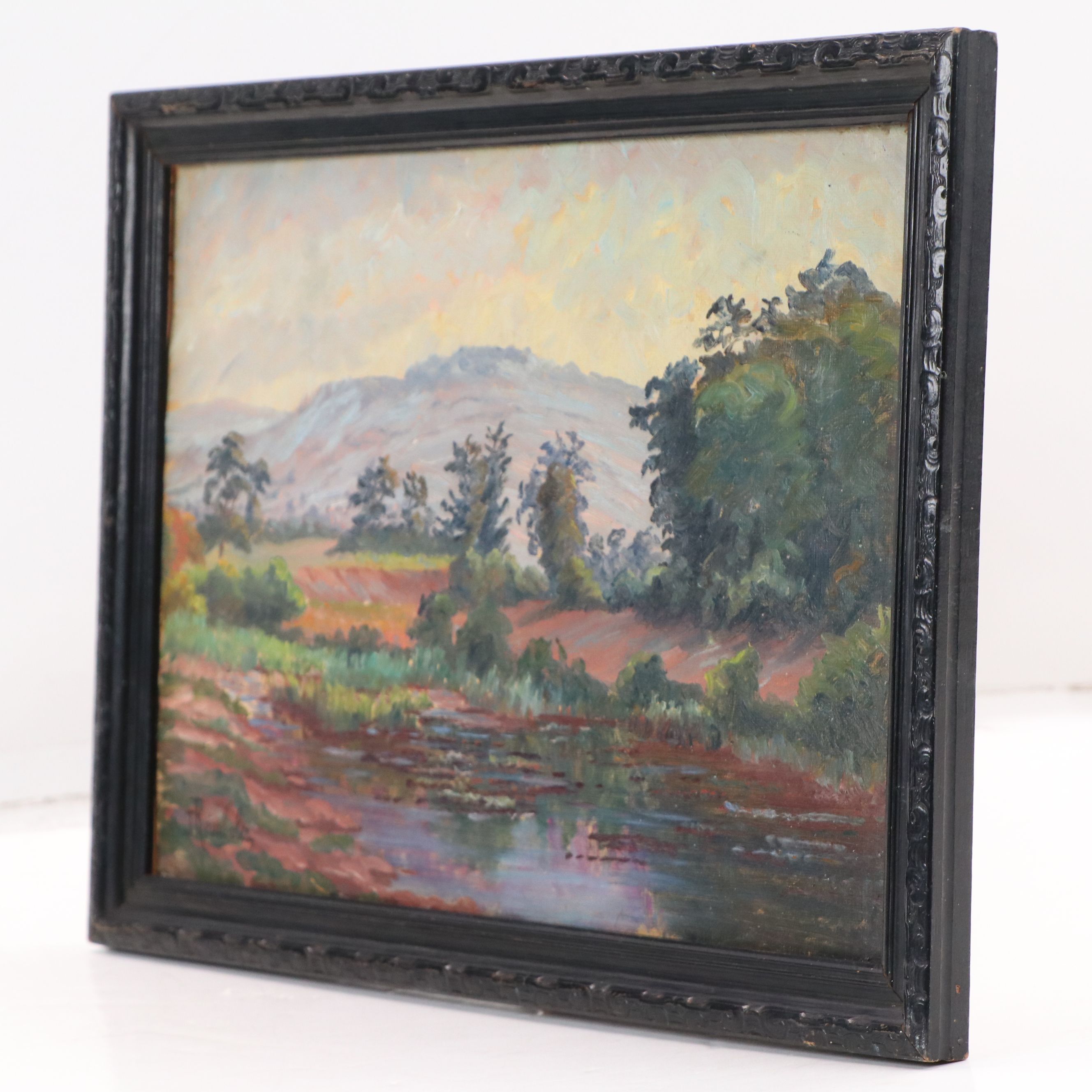Jeanne Reimbolte Landscape Oil Painting of Stream, Late 19th to Early 20th C.