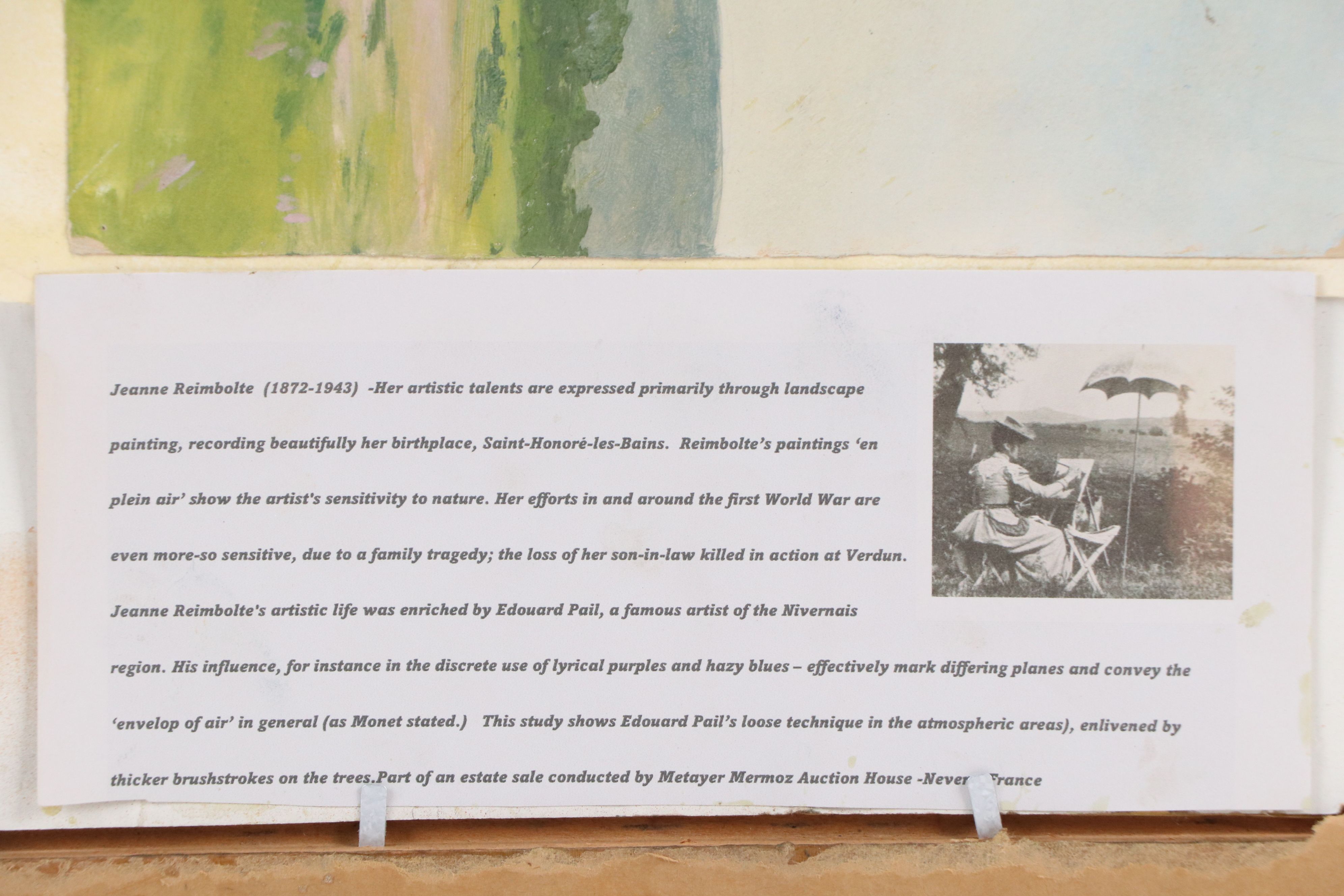 Jeanne Reimbolte Landscape Oil Painting of Stream, Late 19th to Early 20th C.