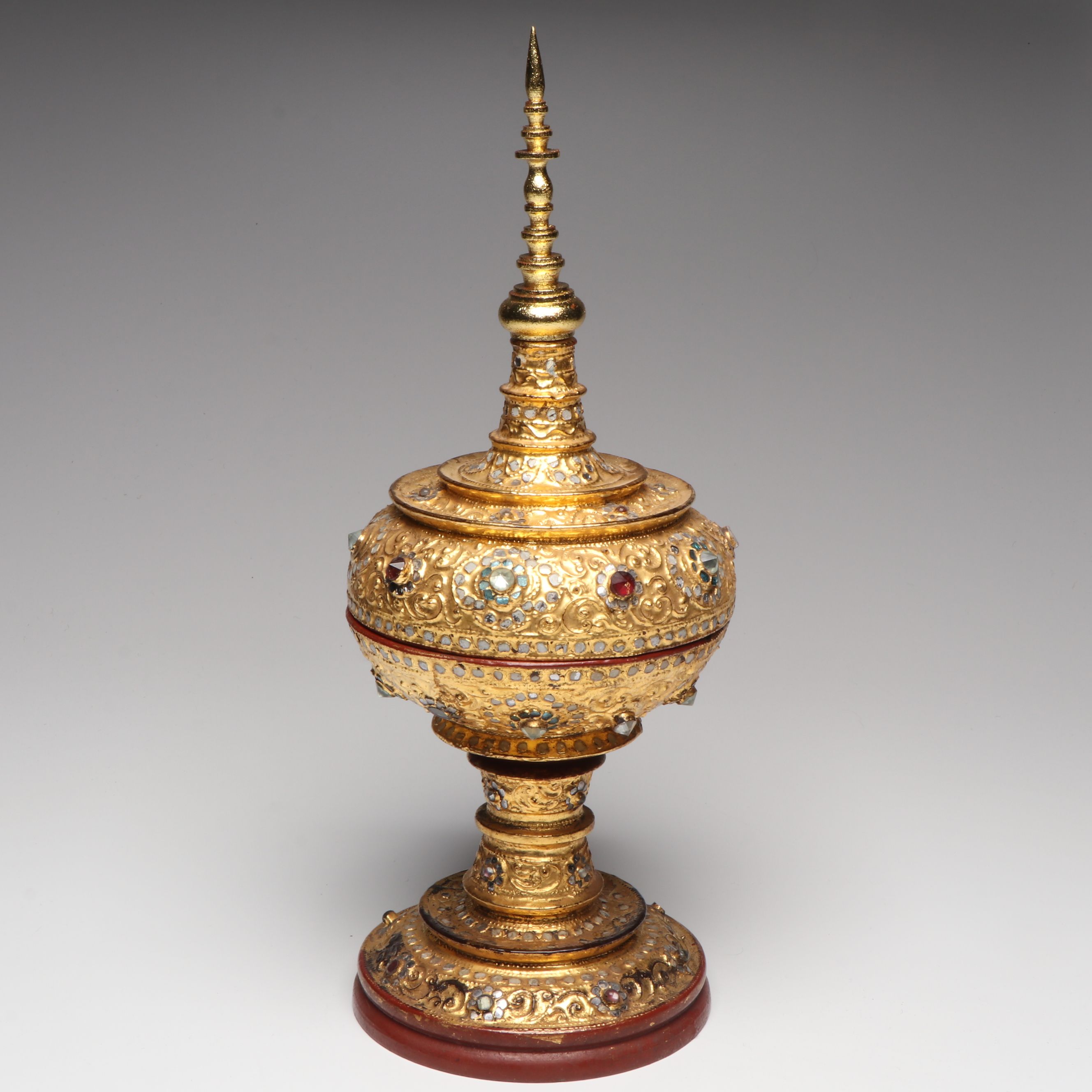Burmese Gilt and Embellished Hsun Hok Offering Vessel