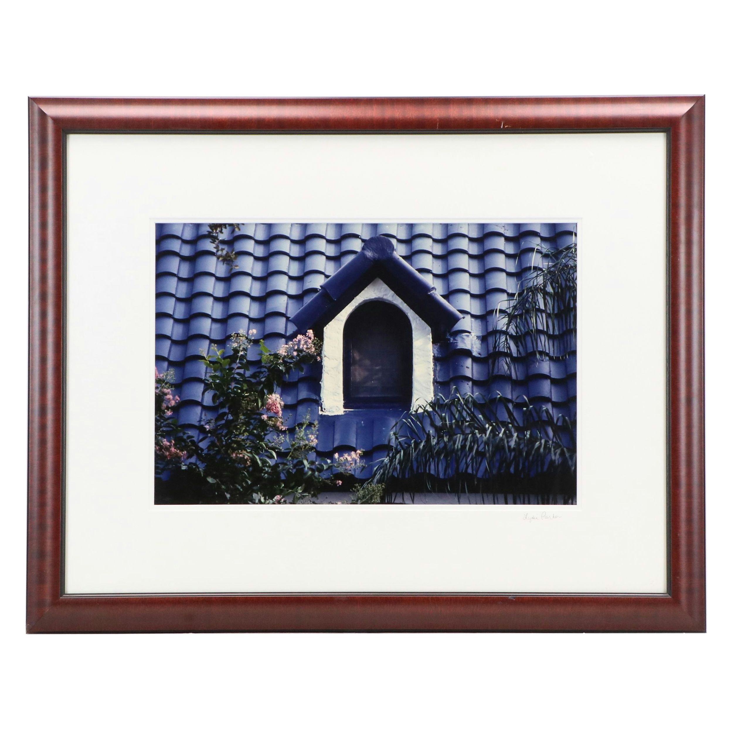 Lydia Packer Chromogenic Photograph of Blue Dormer Window, Late 20th Century