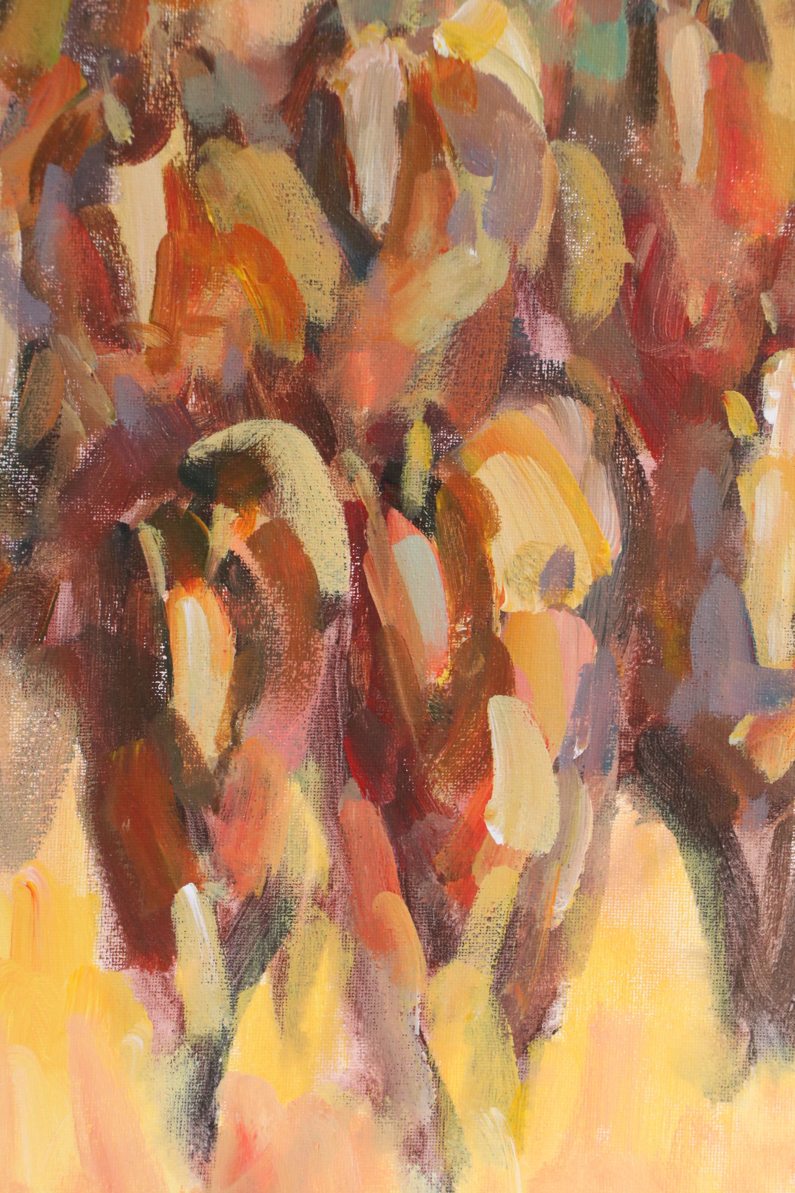 Elle Raines Acrylic Painting "Herd of Horses #7," 21st Century