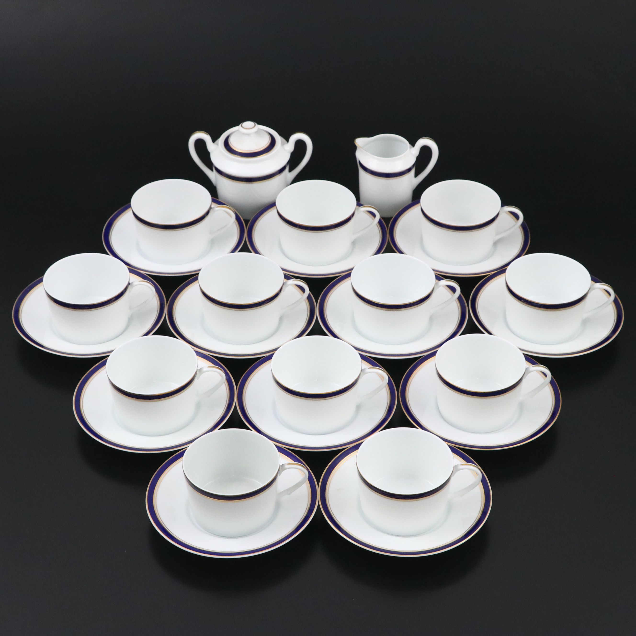 Raynaud & Co. "Diplomat Blue" Porcelain Teaware