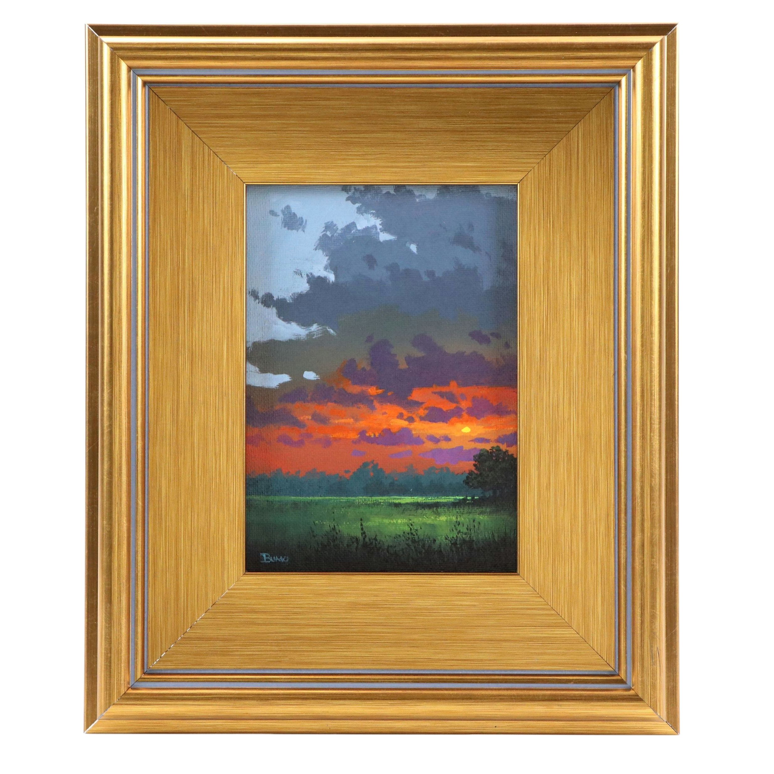 Douglas "Bumo" Johnpeer Acrylic Sunset Landscape Painting, 2024
