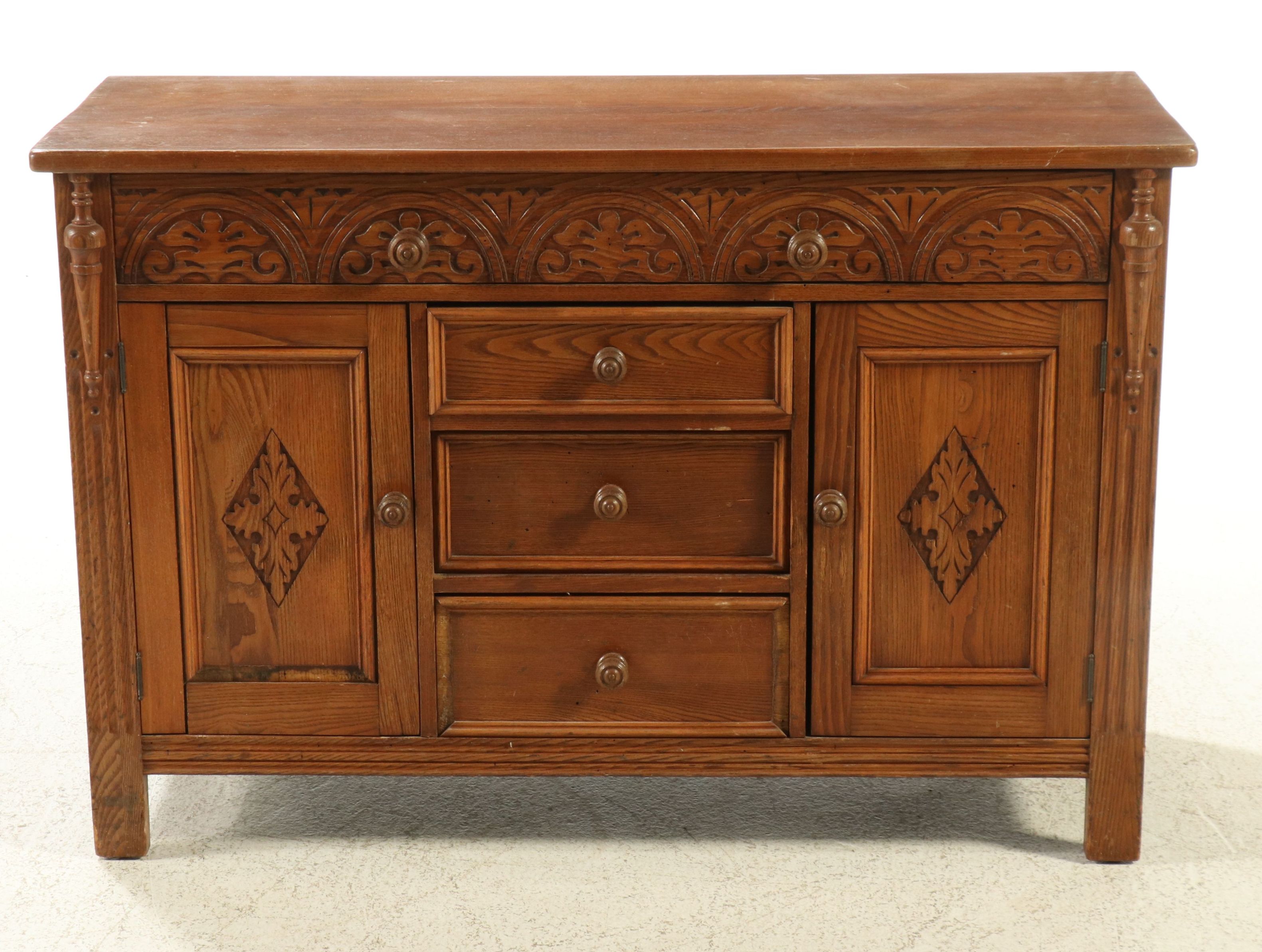 Jacobean Style Carved Oak Sideboard, 20th Century
