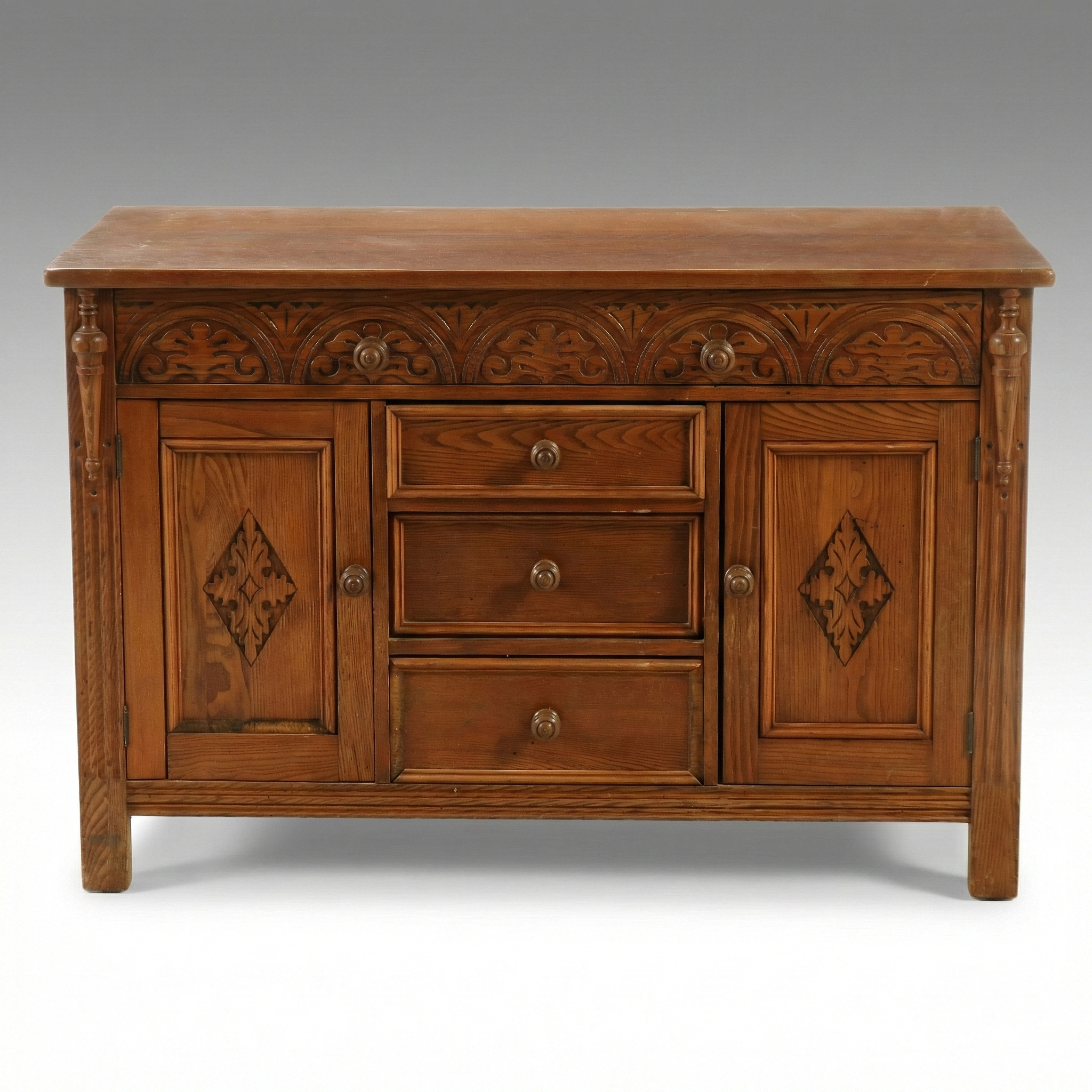 Jacobean Style Carved Oak Sideboard, 20th Century