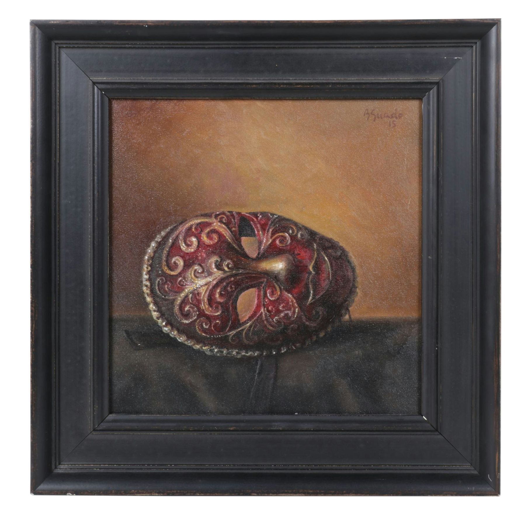 Bruno Surdo Oil Painting of Baroque-Style Masquerade Mask, 2015