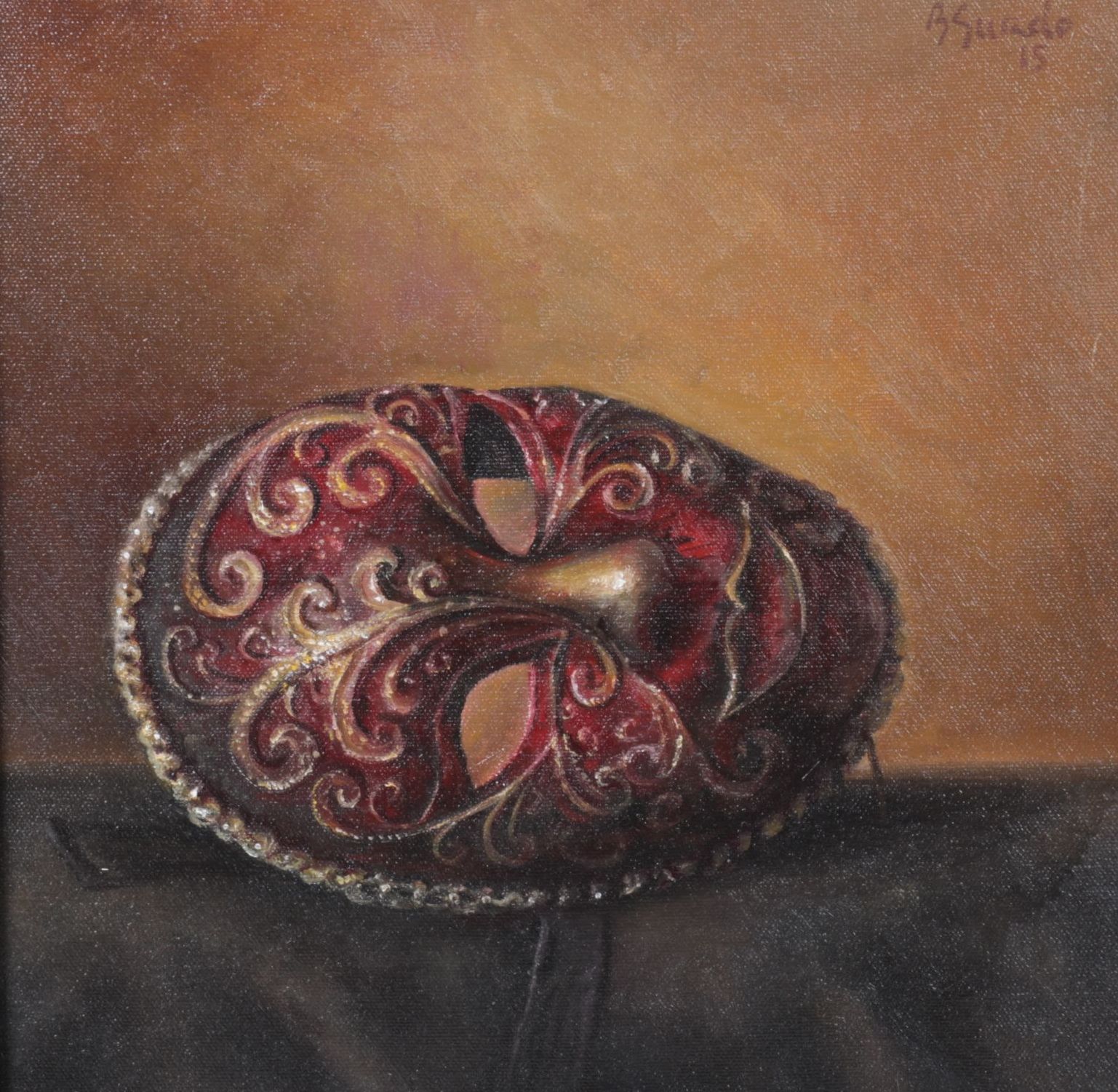 Bruno Surdo Oil Painting of Baroque-Style Masquerade Mask, 2015