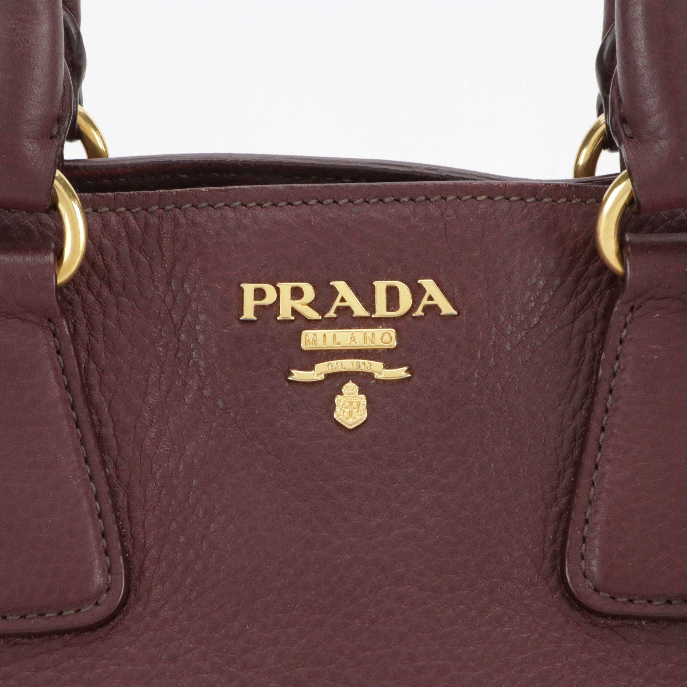 Prada Slouchy Two-Way Tote in Burgundy Vitello Daino Leather