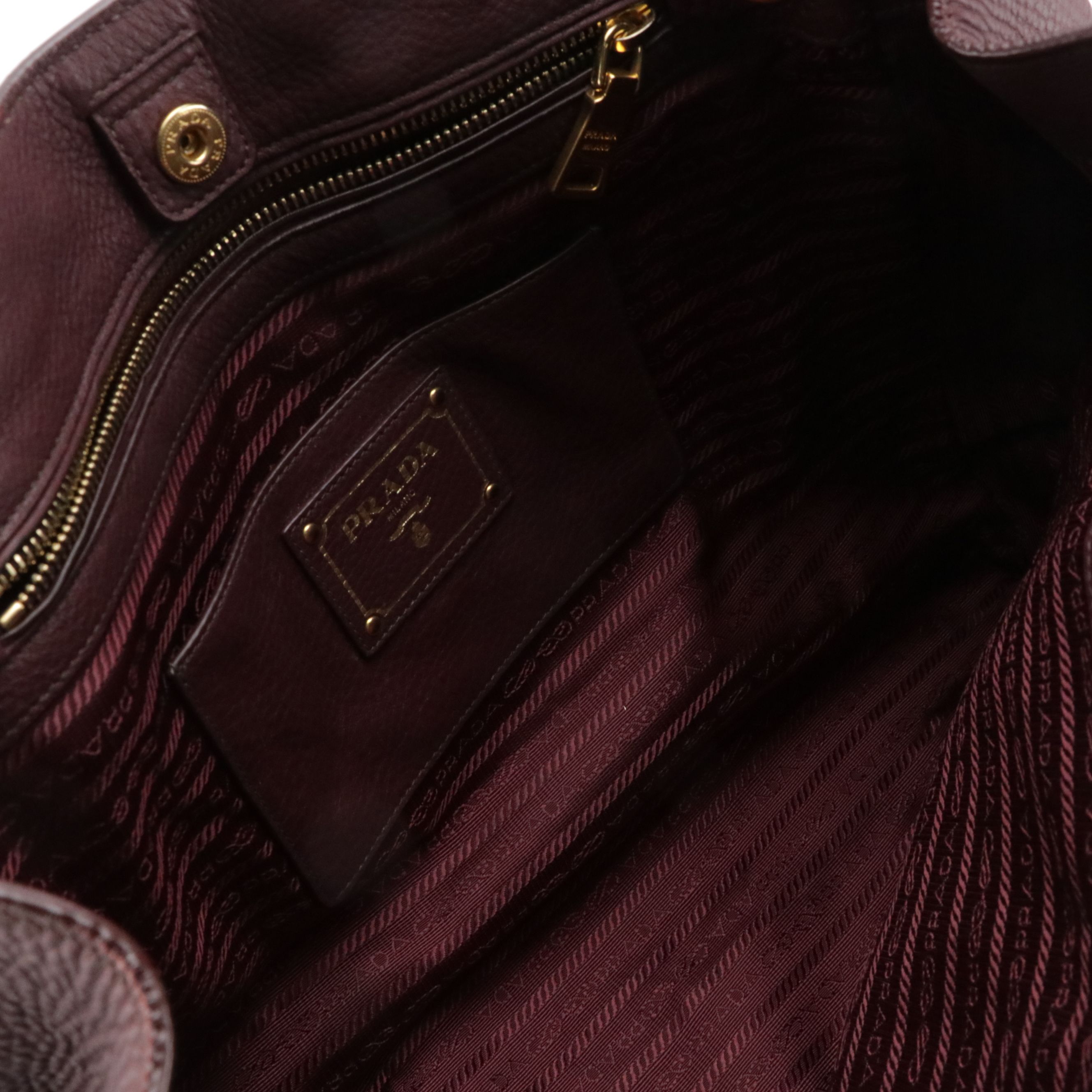Prada Slouchy Two-Way Tote in Burgundy Vitello Daino Leather
