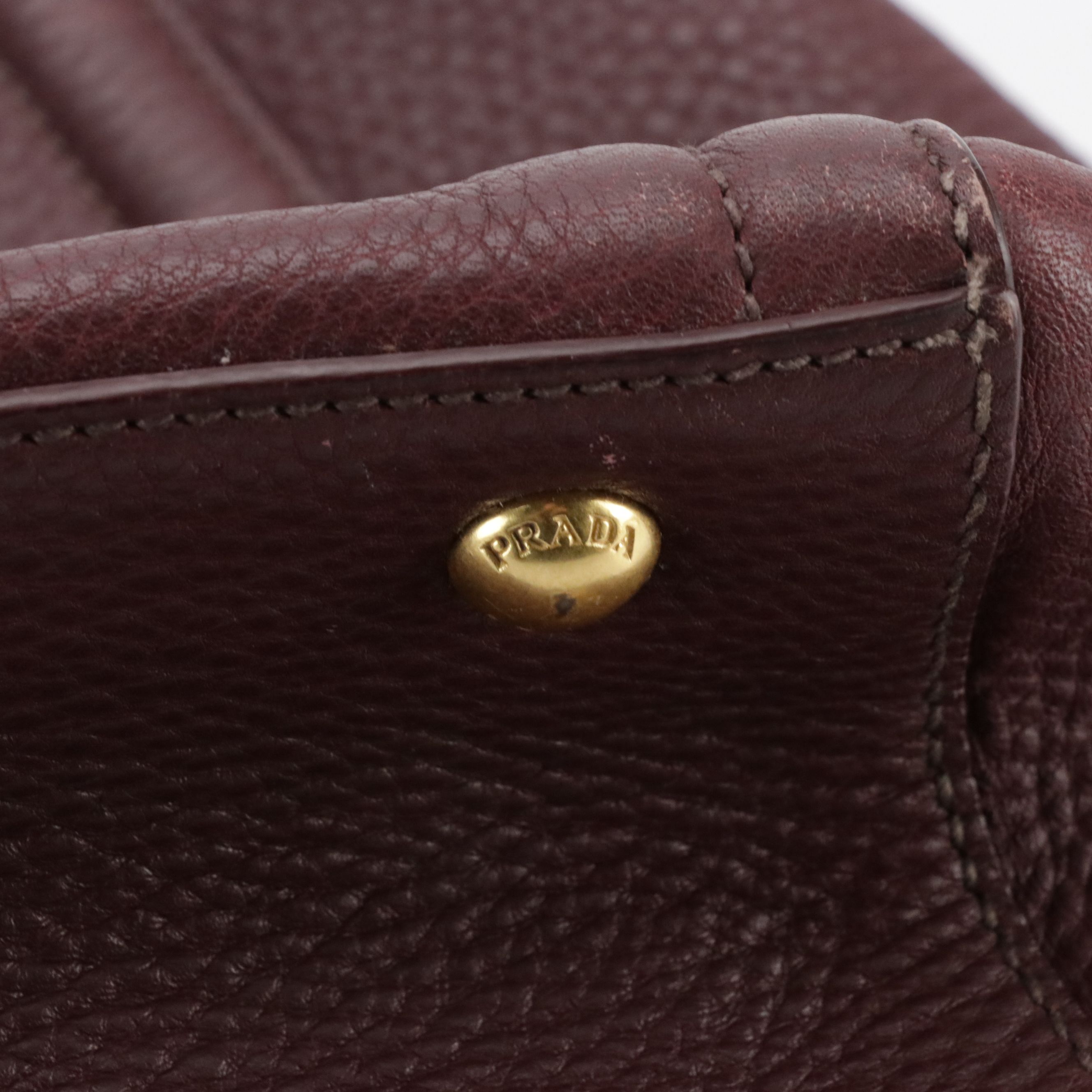Prada Slouchy Two-Way Tote in Burgundy Vitello Daino Leather