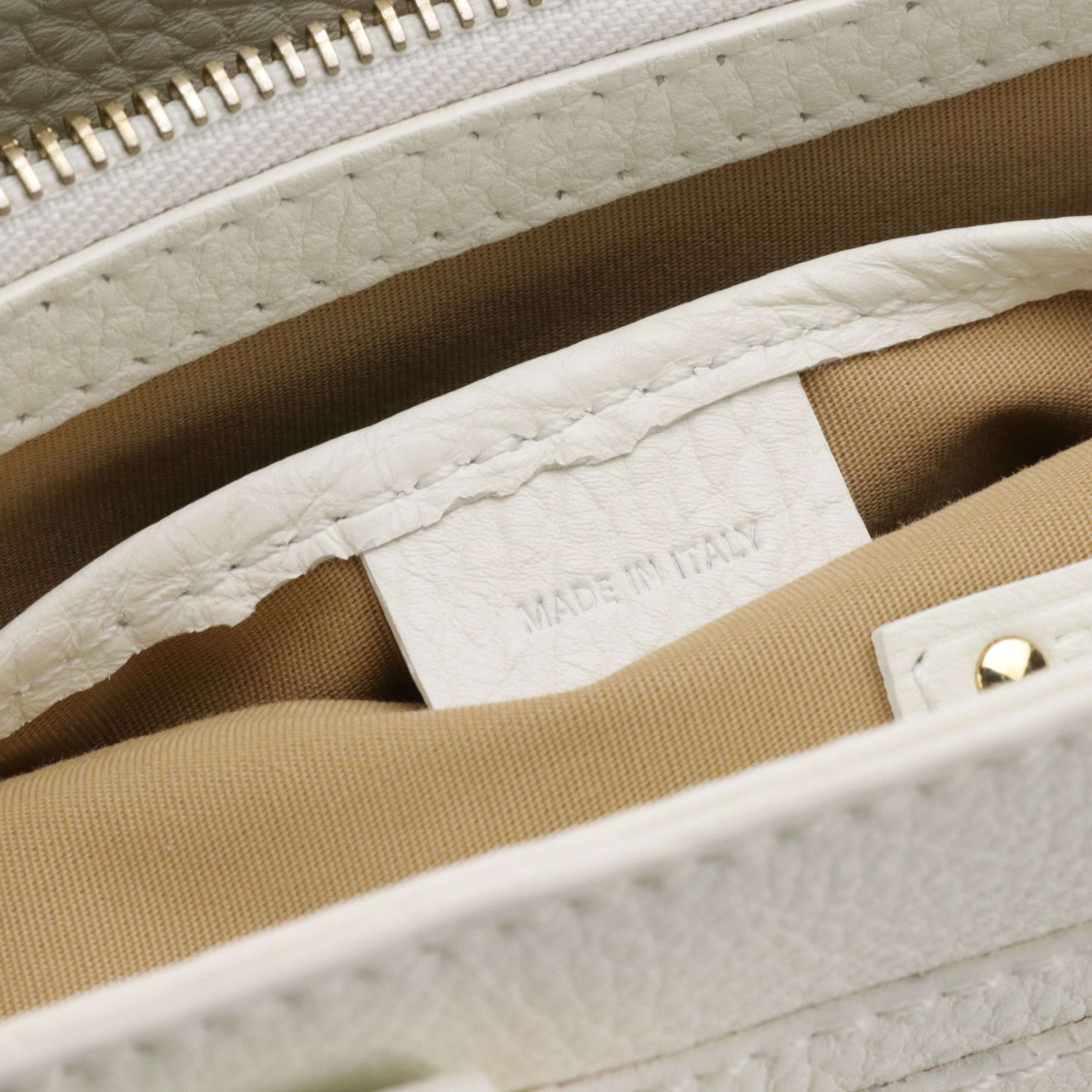 Celine Boogie Handbag in White Grained Calfskin Leather