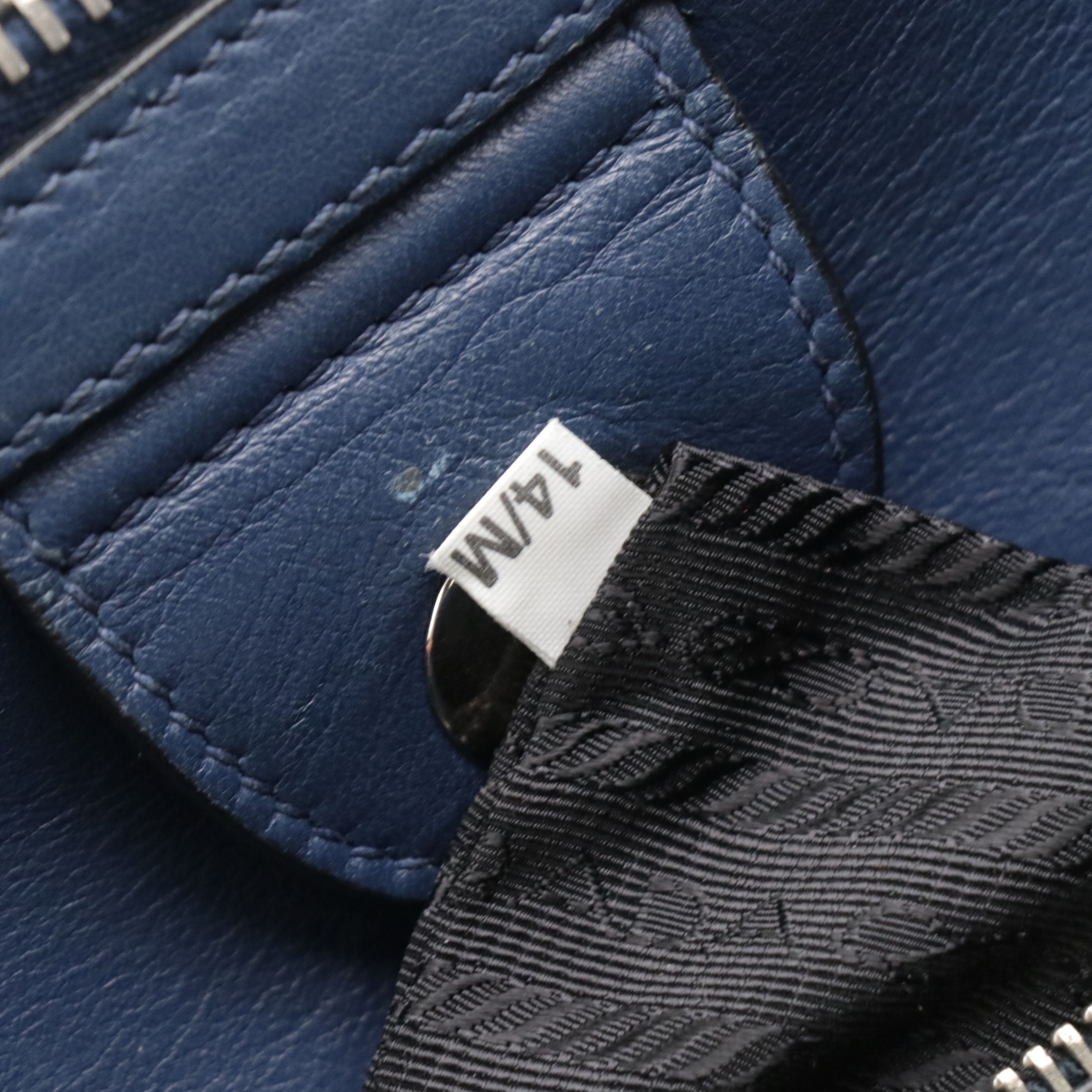 Prada Twin Pocket Two-Way Tote in Bicolor Blue Smooth Calfskin Leather