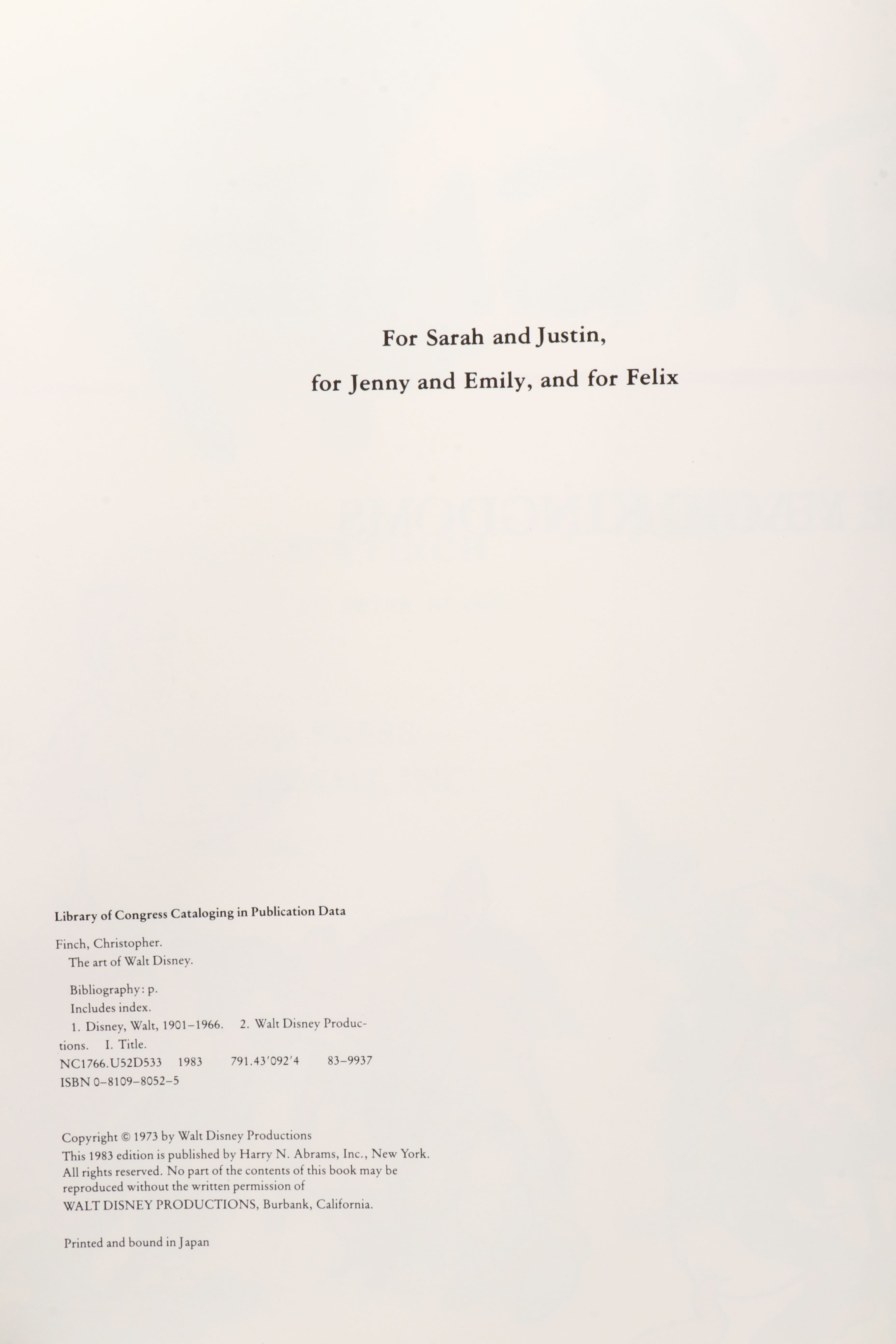 Illustrated "The Art of Walt Disney" by Christopher Finch, 1983