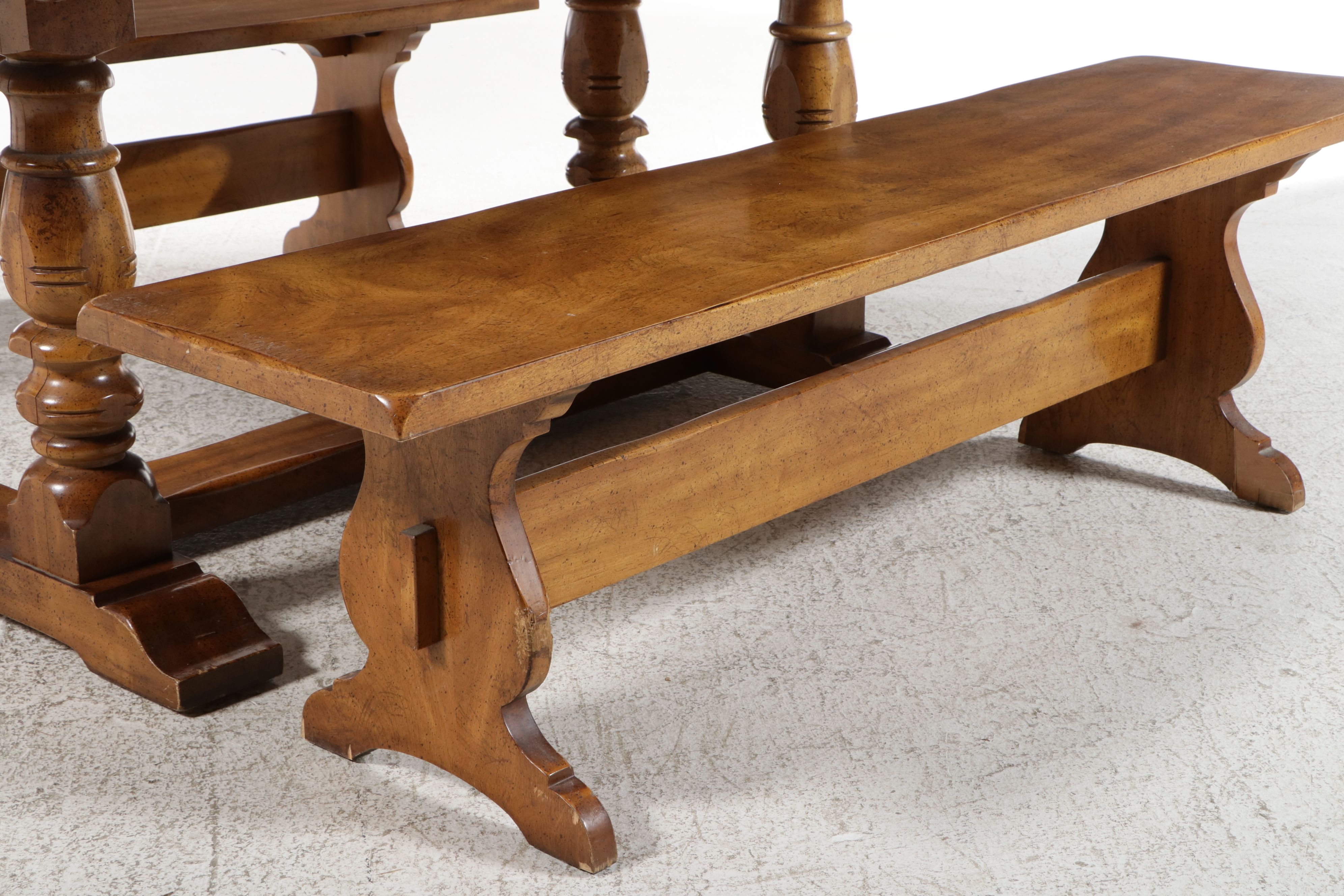 French Style Oak Refectory Dining Table and Benches