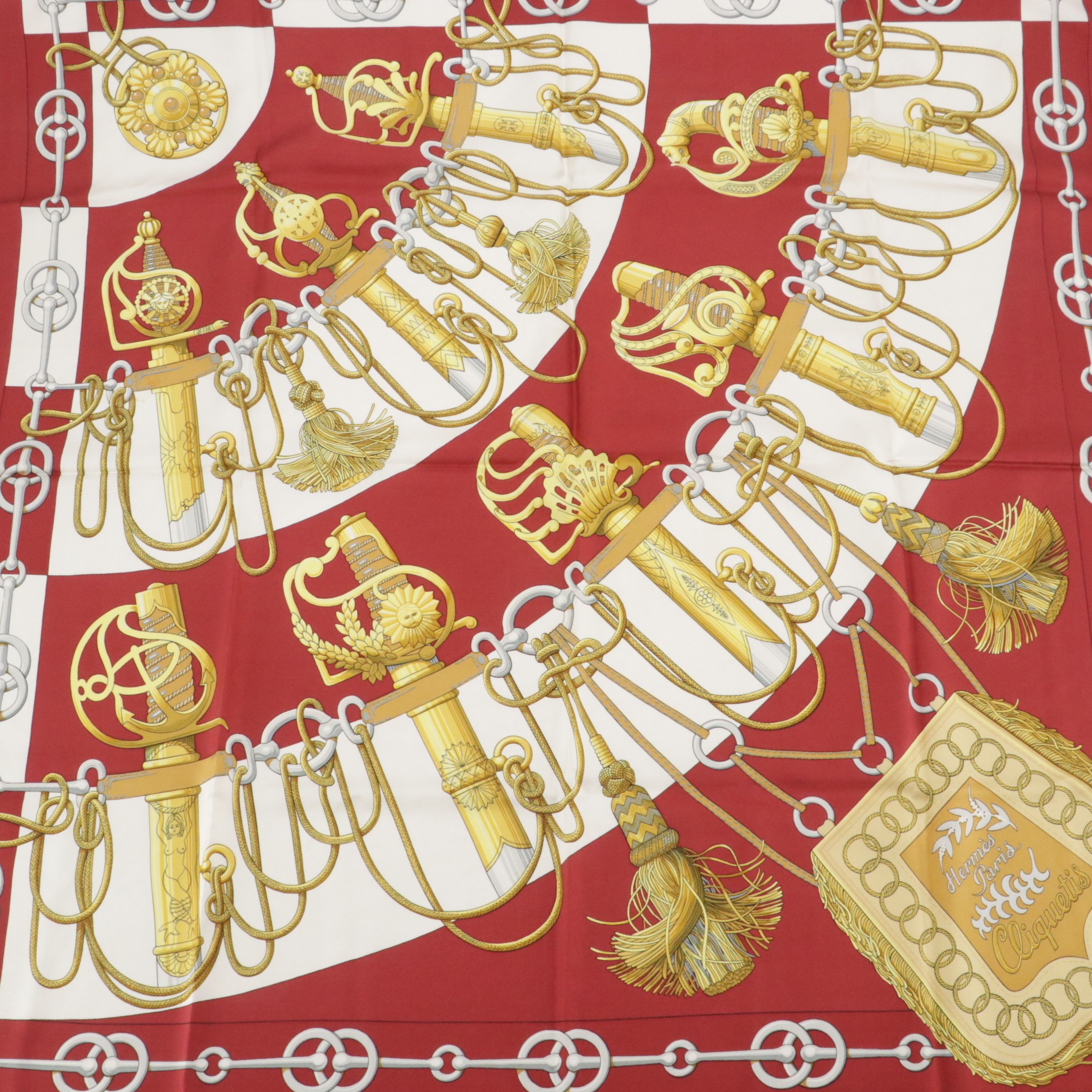 Hermès Early Issue "Cliquetis" Scarf 90 in Silk Twill