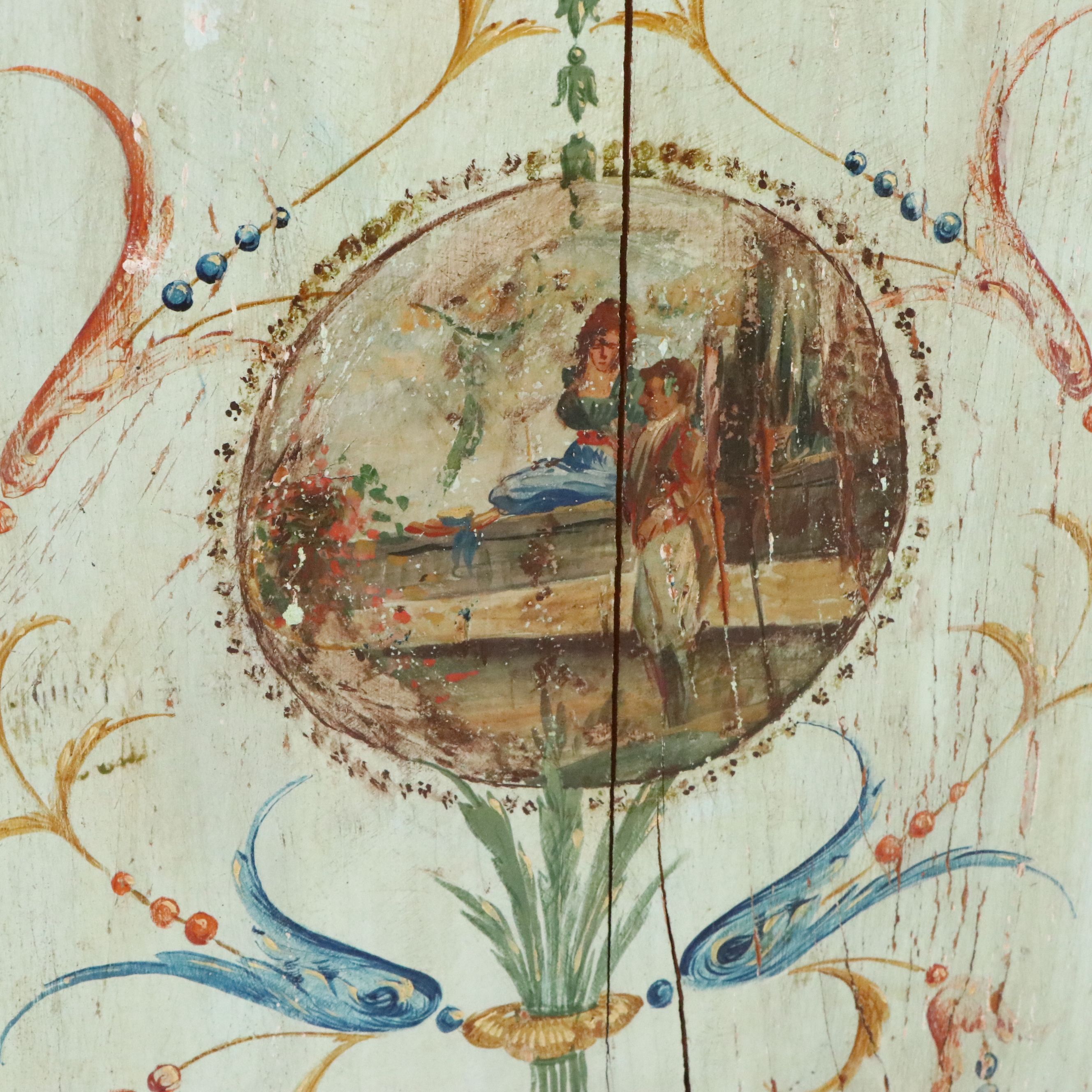 Italian Neoclassical Style Painted Wood and Marble Chest of Drawers, 19th C.