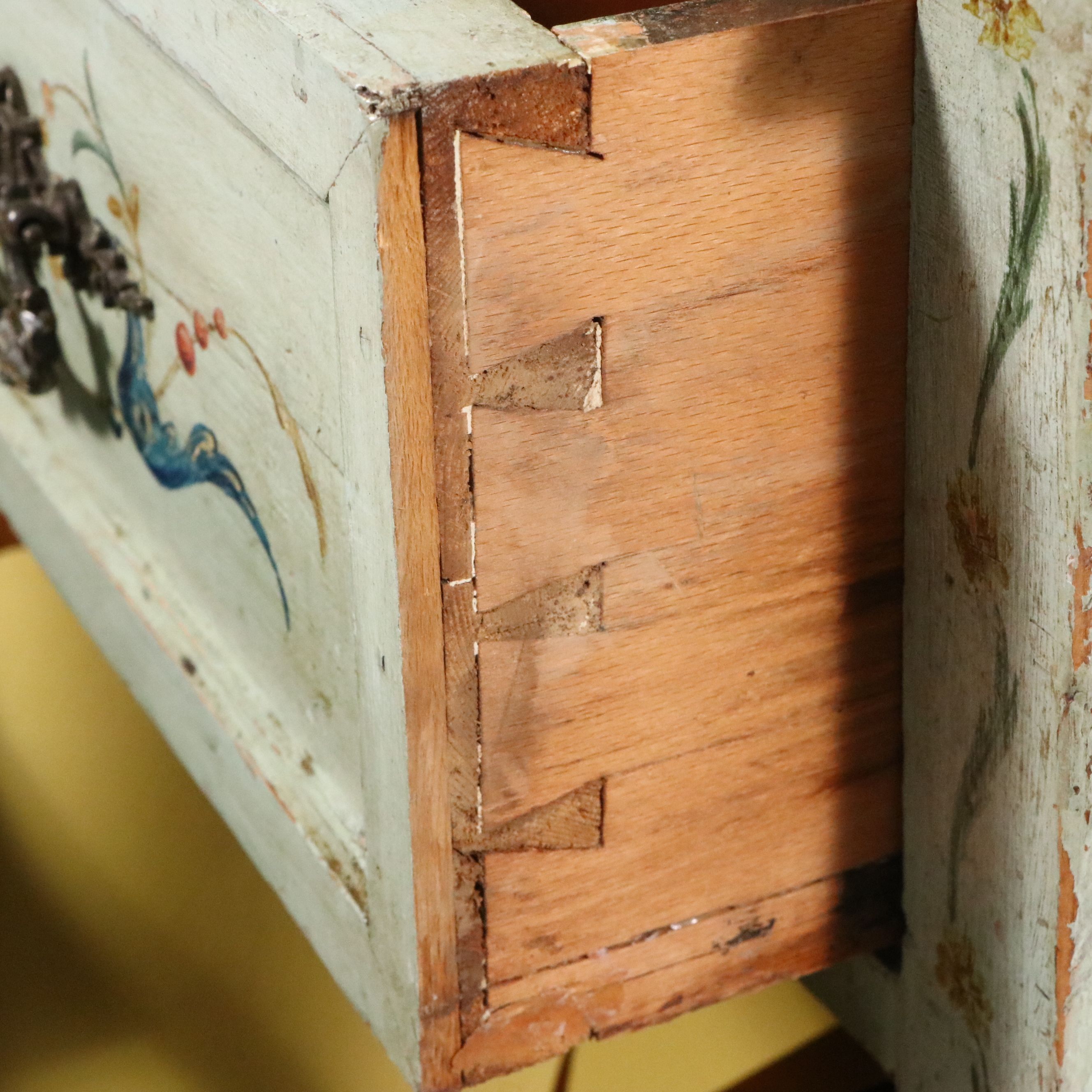 Italian Neoclassical Style Painted Wood and Marble Chest of Drawers, 19th C.
