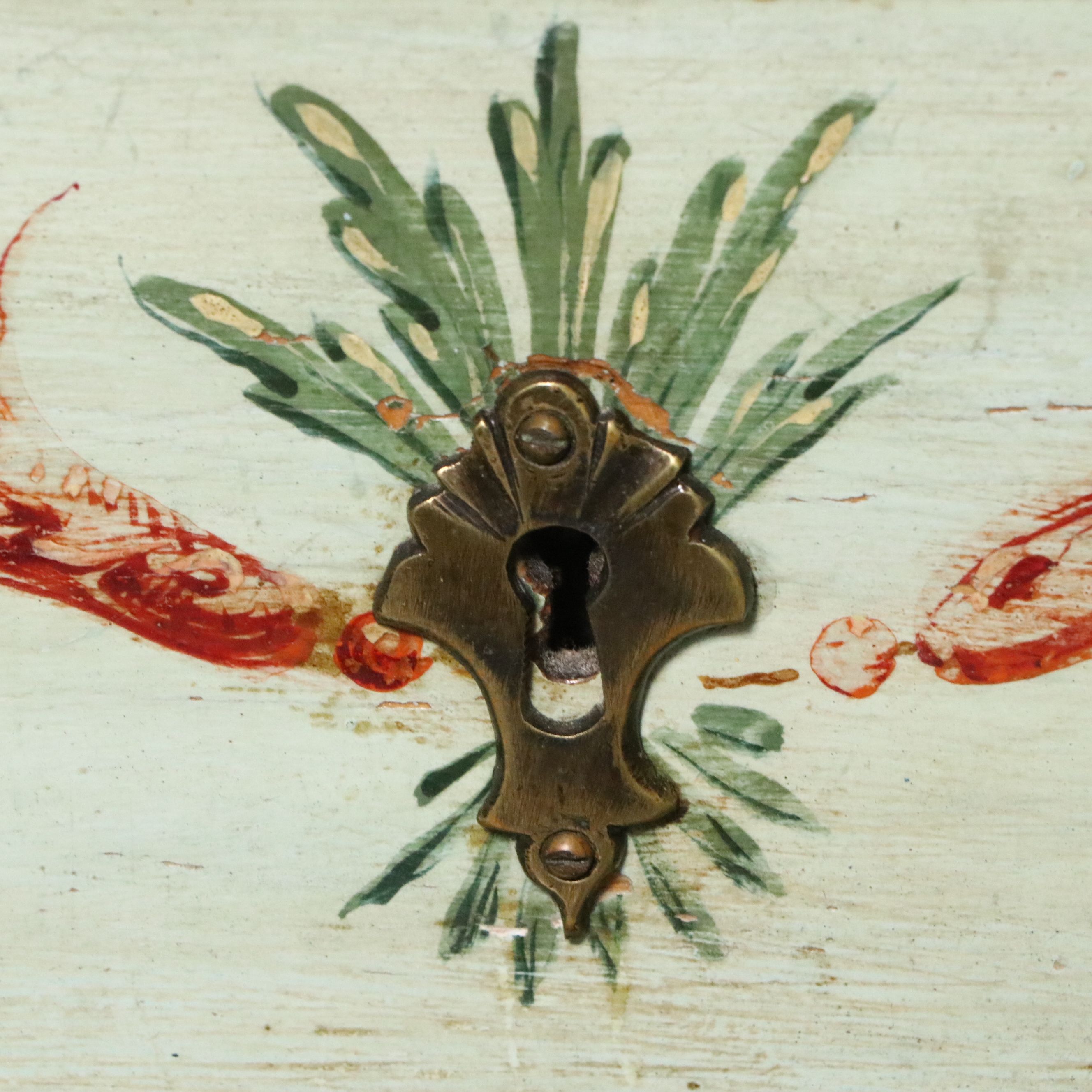 Italian Neoclassical Style Painted Wood and Marble Chest of Drawers, 19th C.