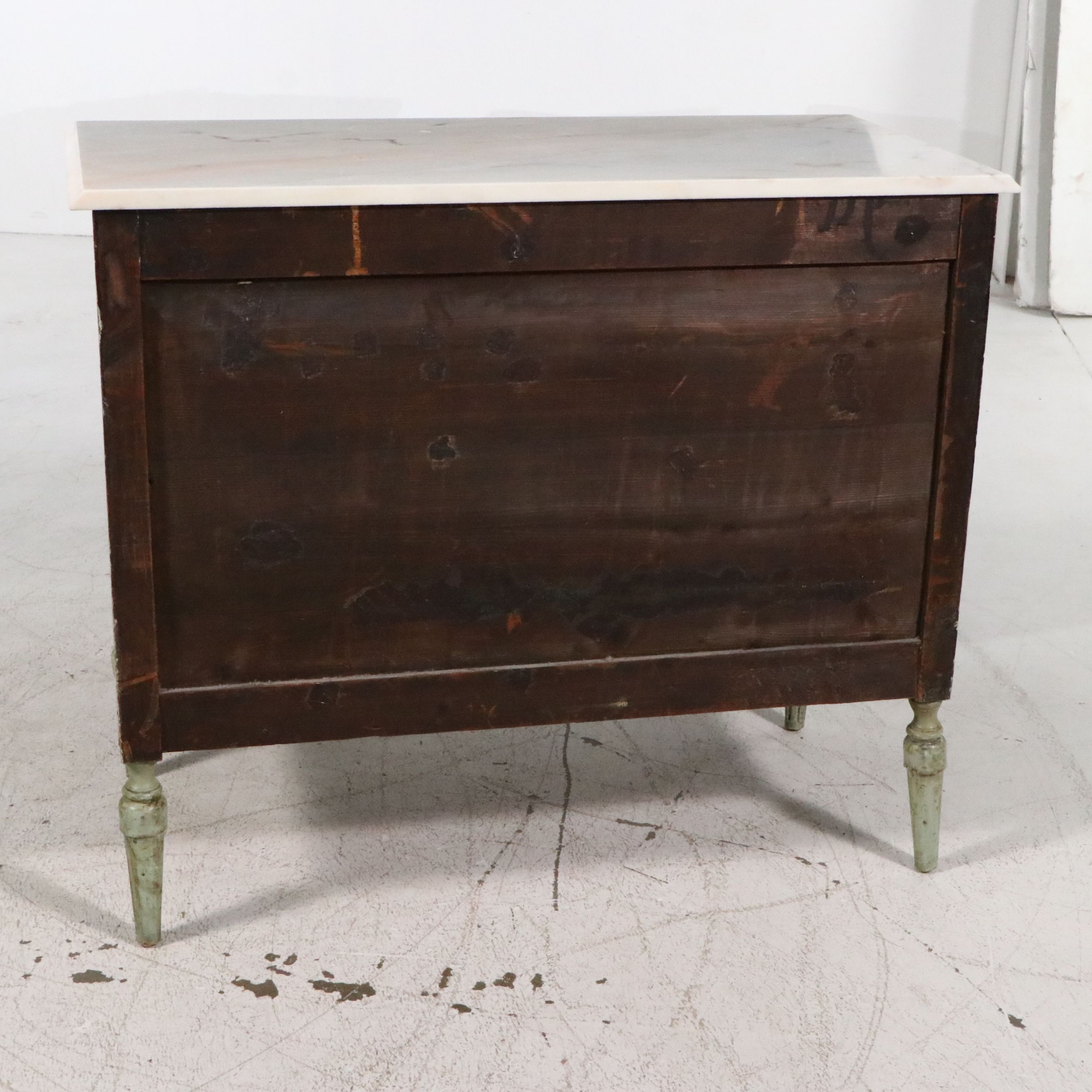 Italian Neoclassical Style Painted Wood and Marble Chest of Drawers, 19th C.