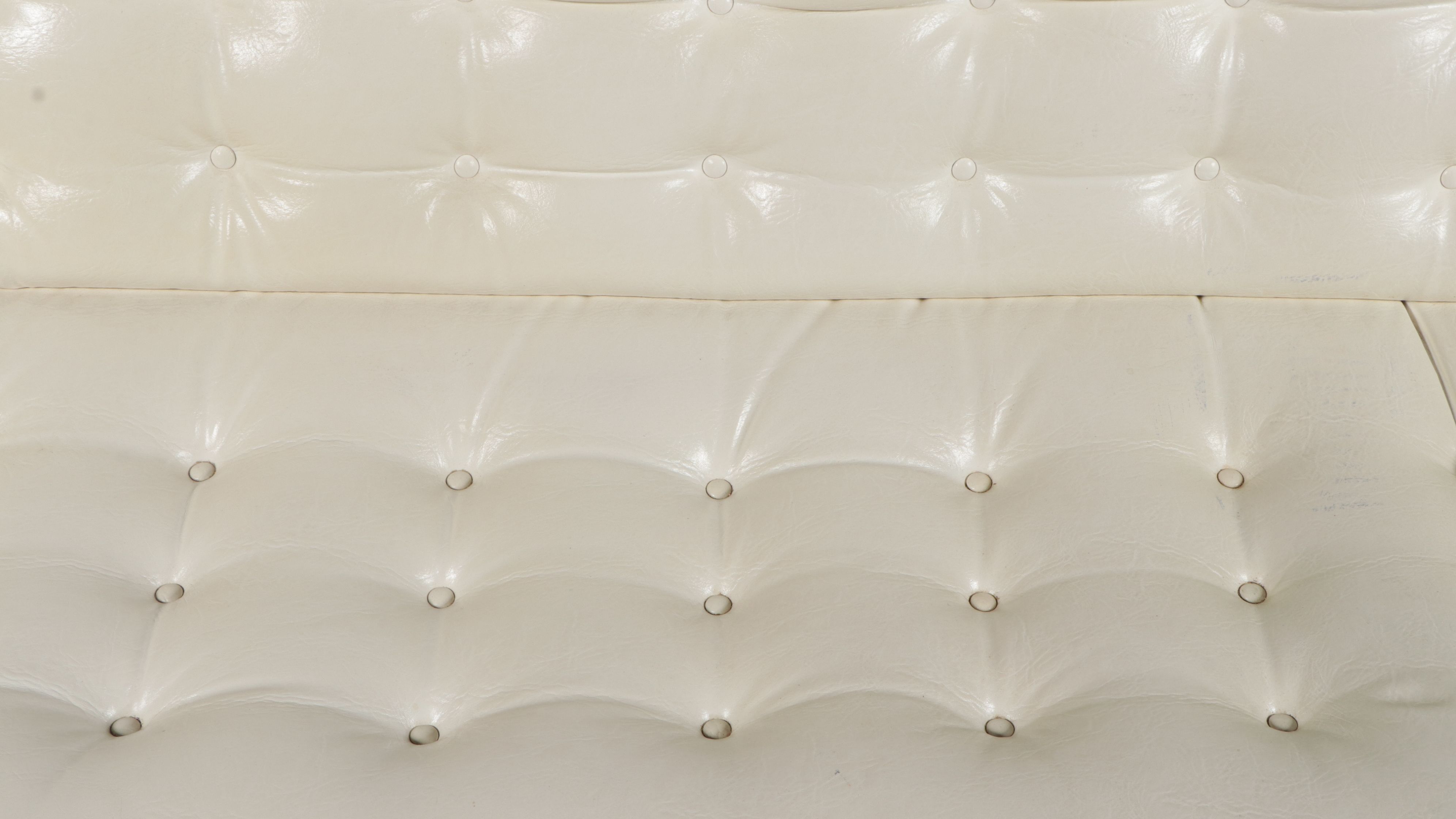 Vintage Mid Century Modern Button-Tufted Faux Leather Sofa