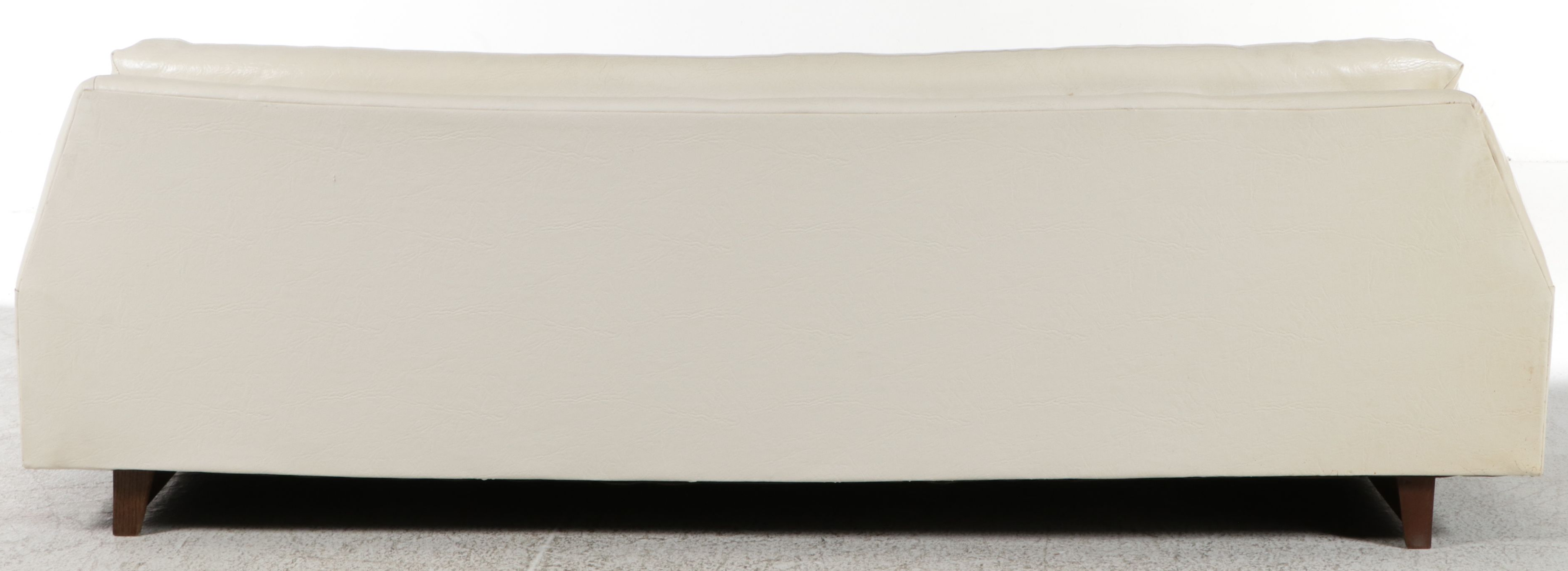 Vintage Mid Century Modern Button-Tufted Faux Leather Sofa