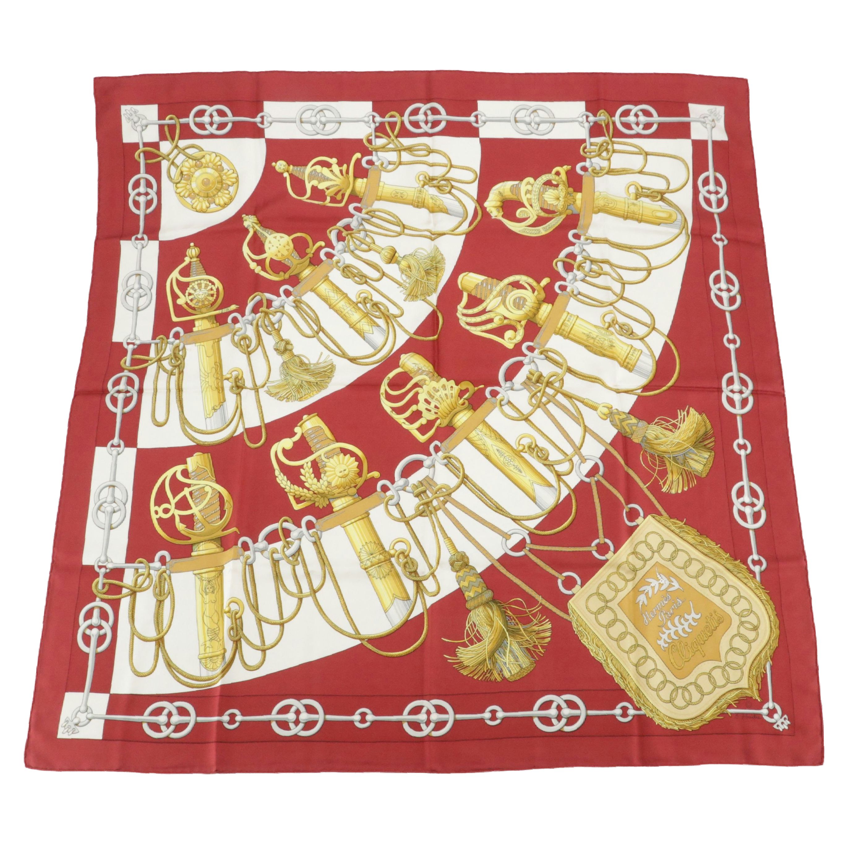 Hermès Early Issue "Cliquetis" Scarf 90 in Silk Twill