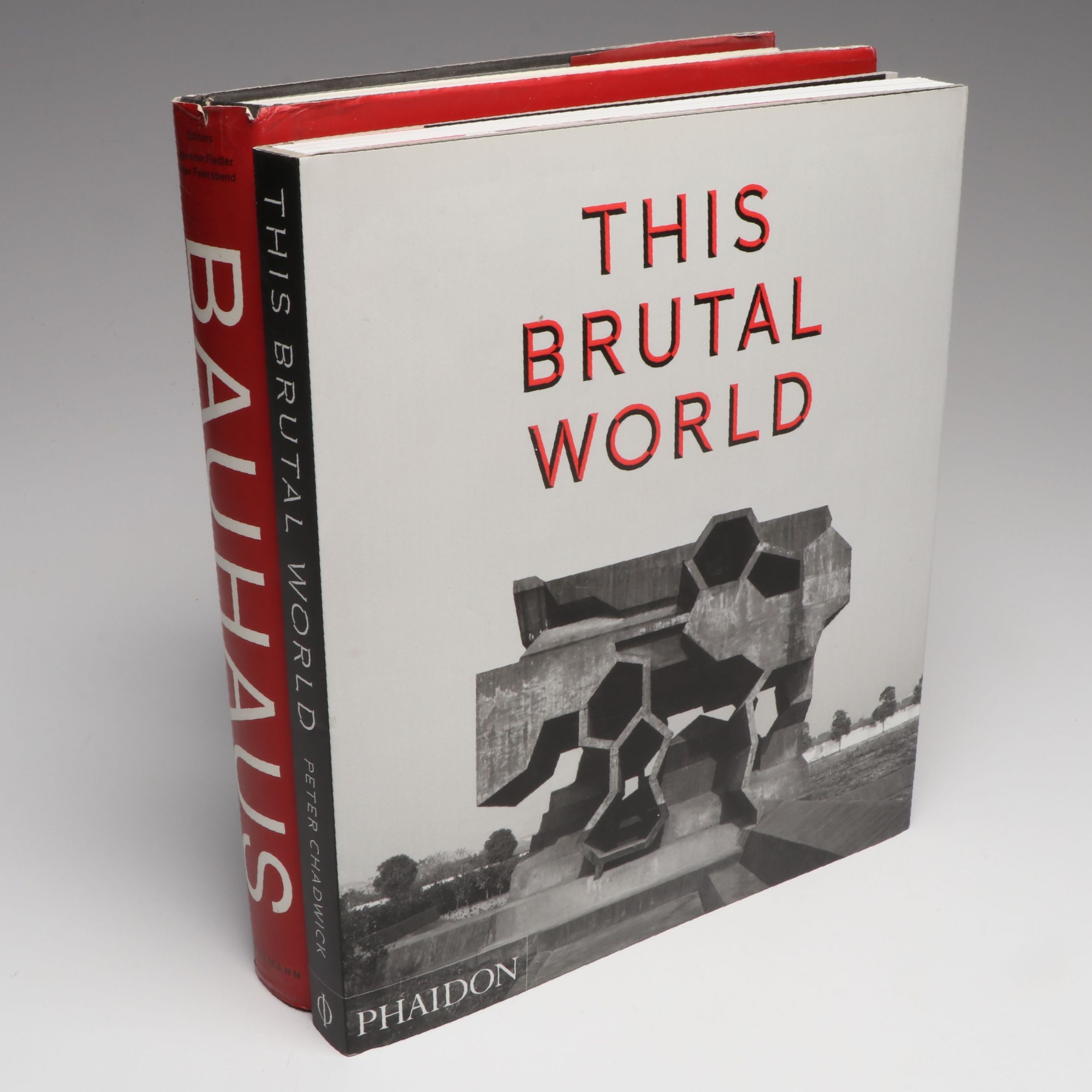 Peter Chadwick "This Brutal World" with "Bauhaus" Architecture Books